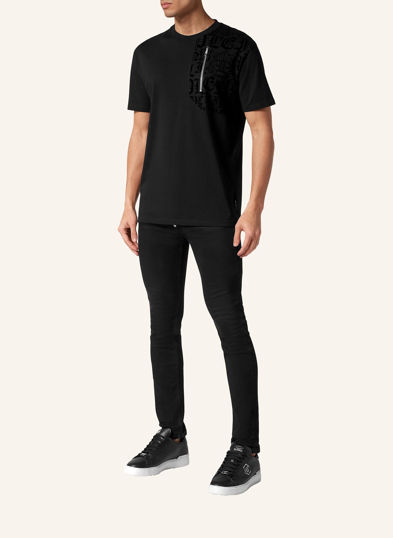 PHILIPP PLEIN T-Shirt Rundhalsausschnitt: SCHWARZ