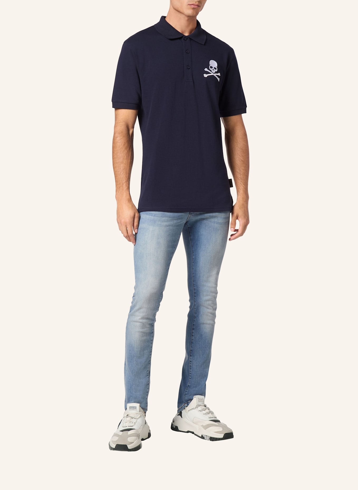 PHILIPP PLEIN Polohemd SKULL&BONES: DUNKELBLAU