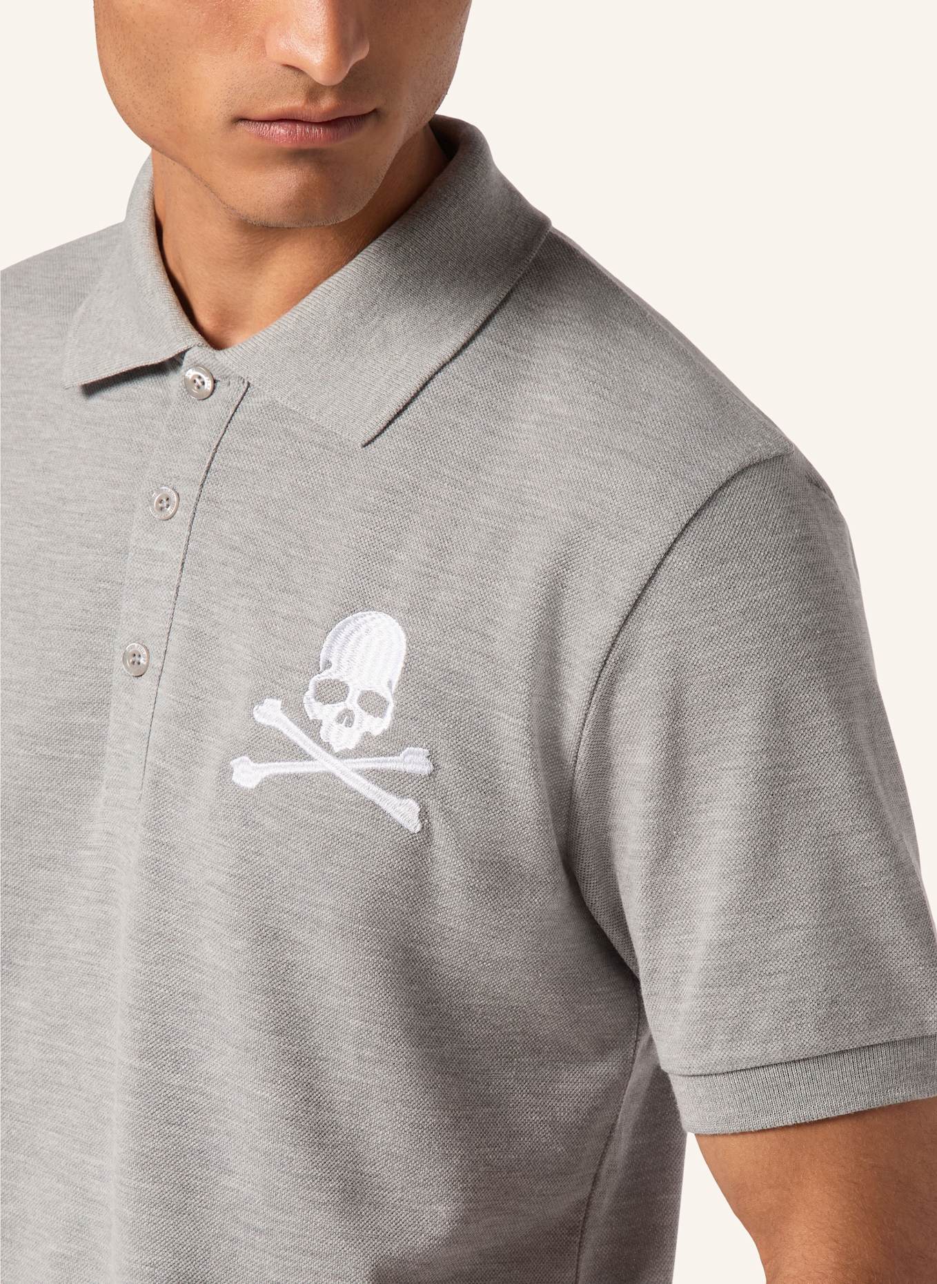 PHILIPP PLEIN Polohemd SKULL&BONES: GRAU