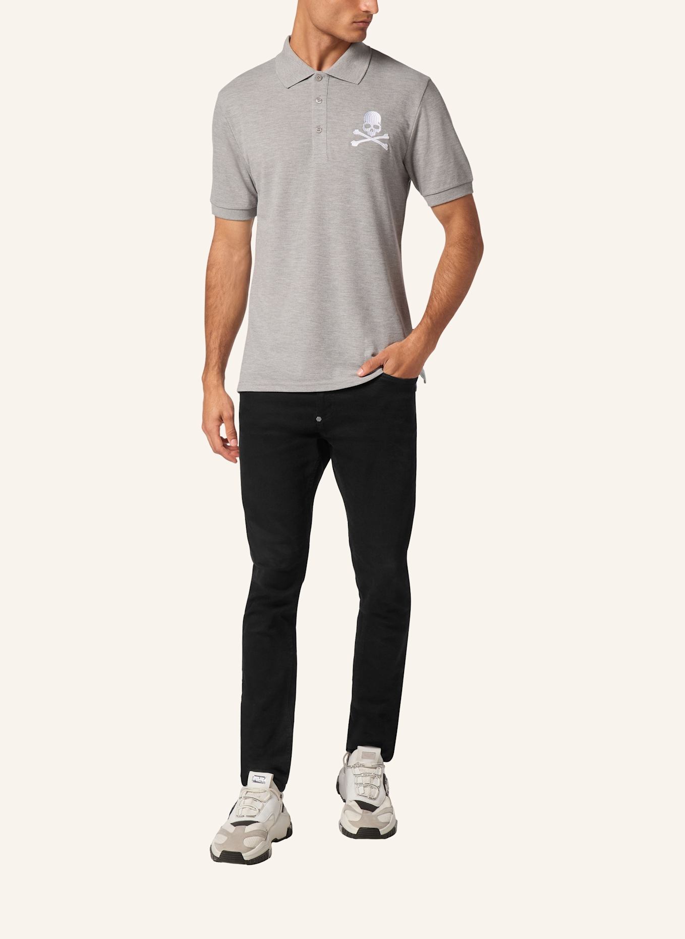 PHILIPP PLEIN Polohemd SKULL&BONES: GRAU