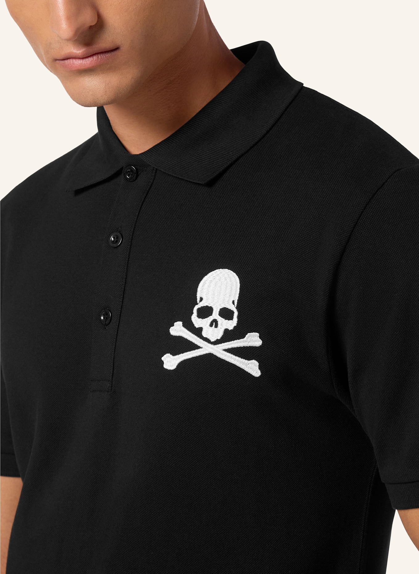 PHILIPP PLEIN Polohemd SKULL&BONES: SCHWARZ