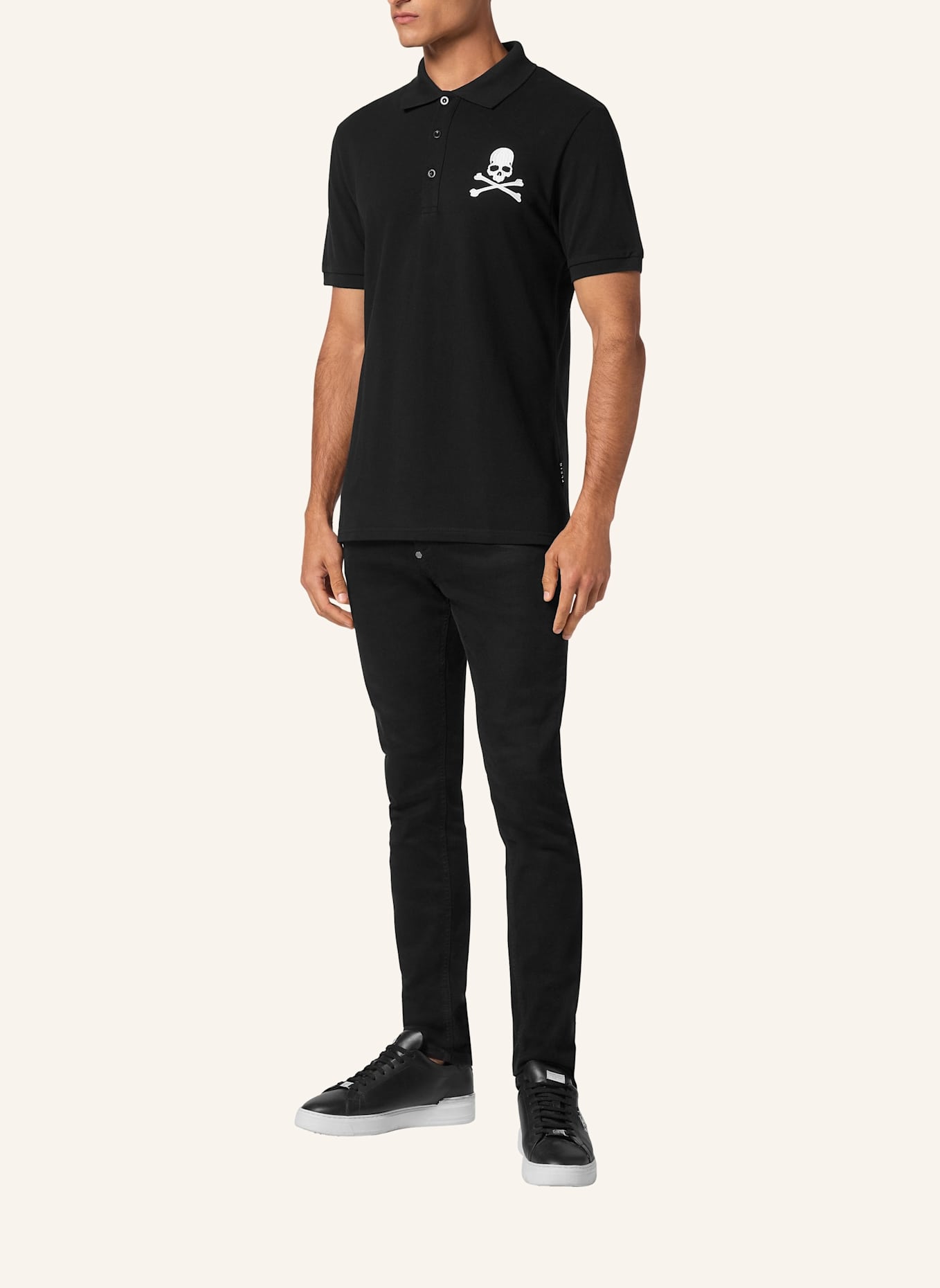 PHILIPP PLEIN Polohemd SKULL&BONES: SCHWARZ