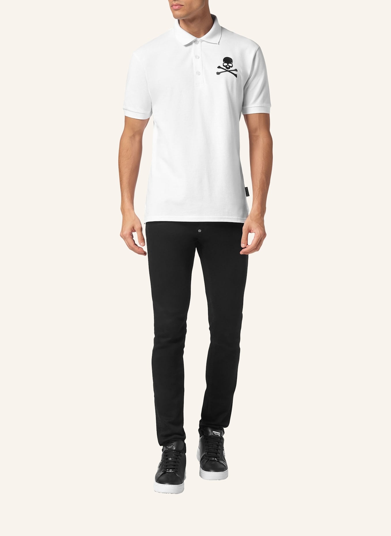 PHILIPP PLEIN Polohemd SKULL&BONES: WEISS
