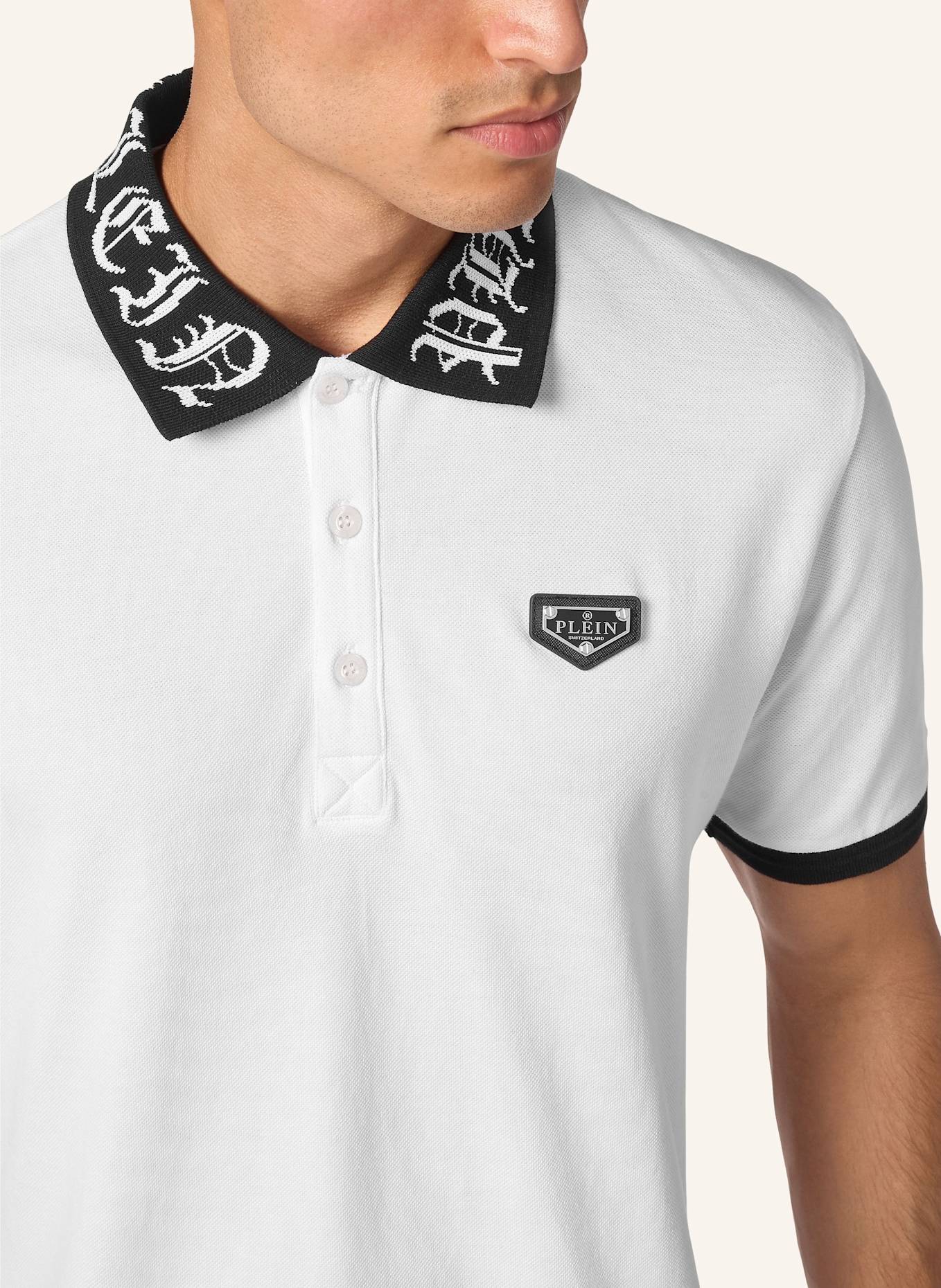 PHILIPP PLEIN Polohemd GOTHIC PLEIN: WEISS