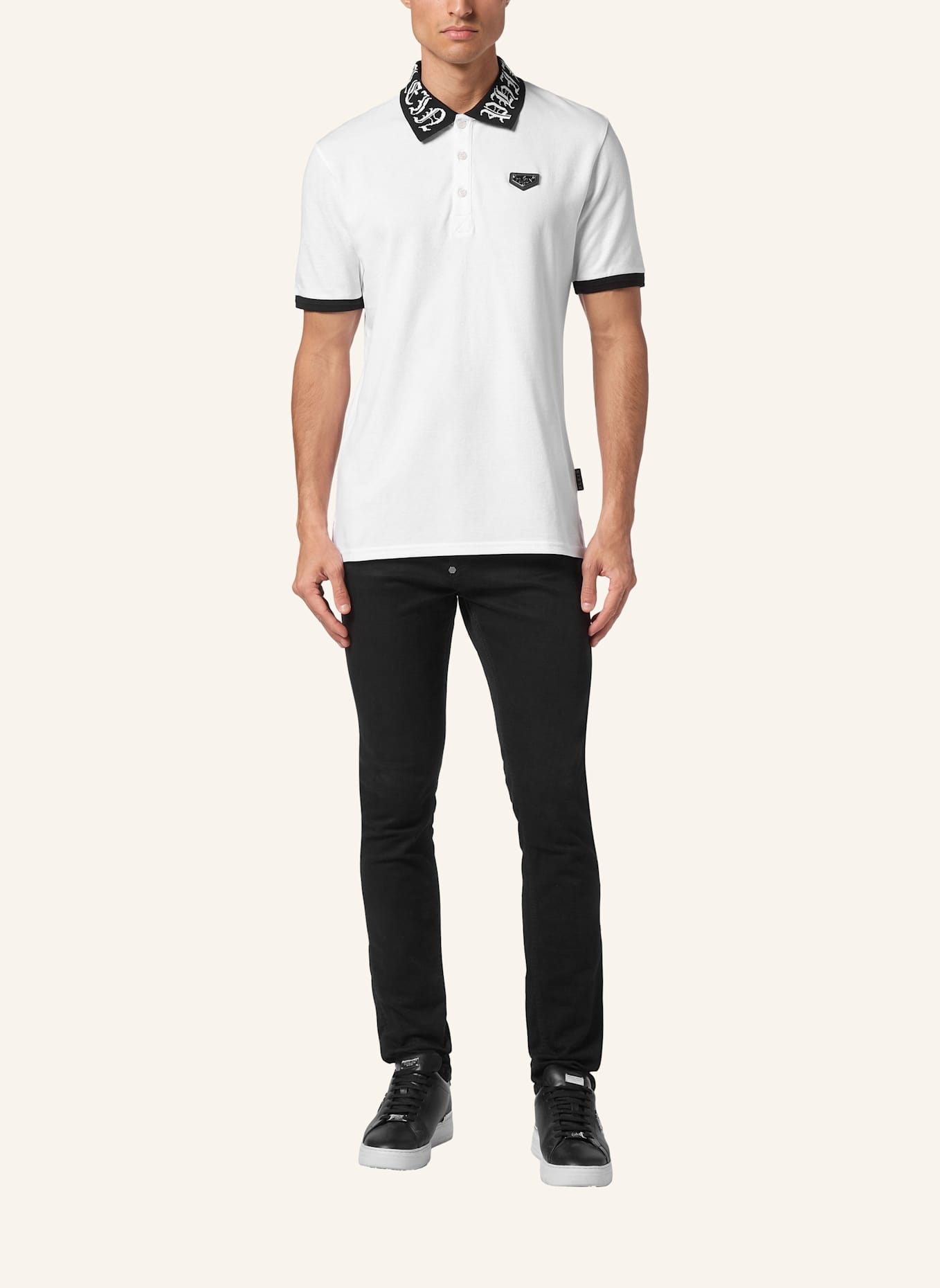 PHILIPP PLEIN Polohemd GOTHIC PLEIN: WEISS