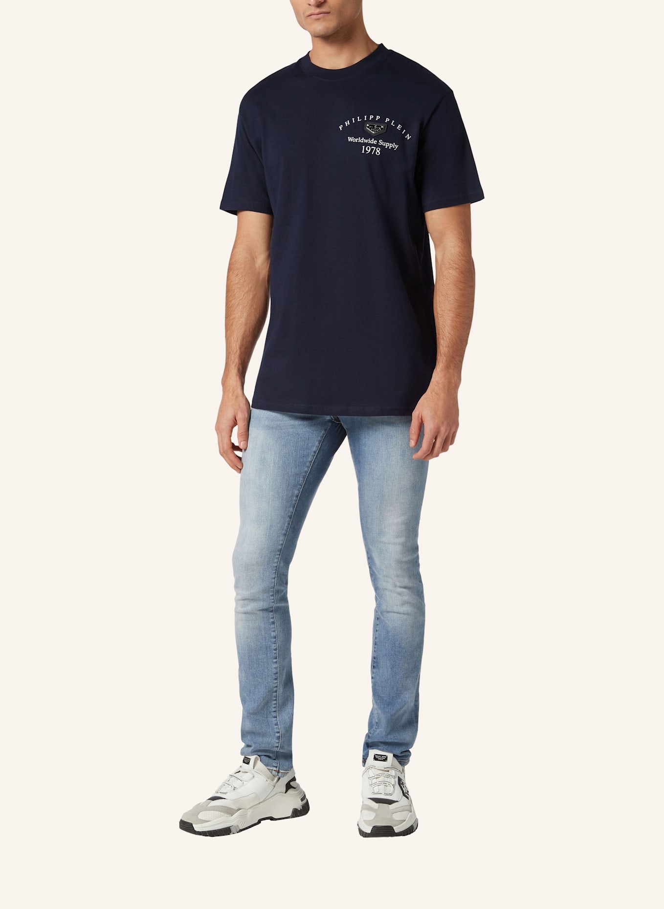 PHILIPP PLEIN T-Shirt Rundhalsausschnitt: DUNKELBLAU