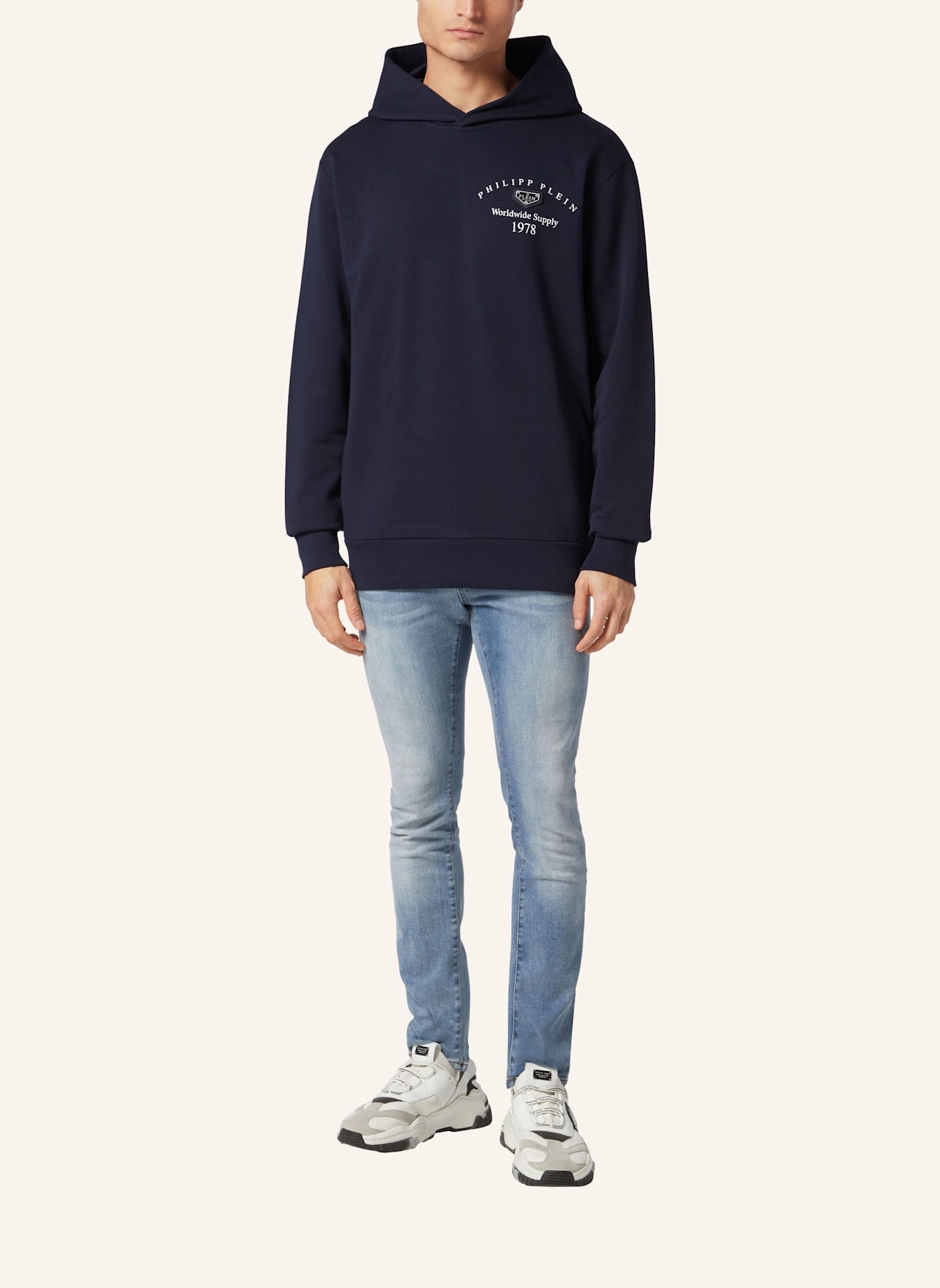 PHILIPP PLEIN Kapuzen-Sweatshirt: DUNKELBLAU