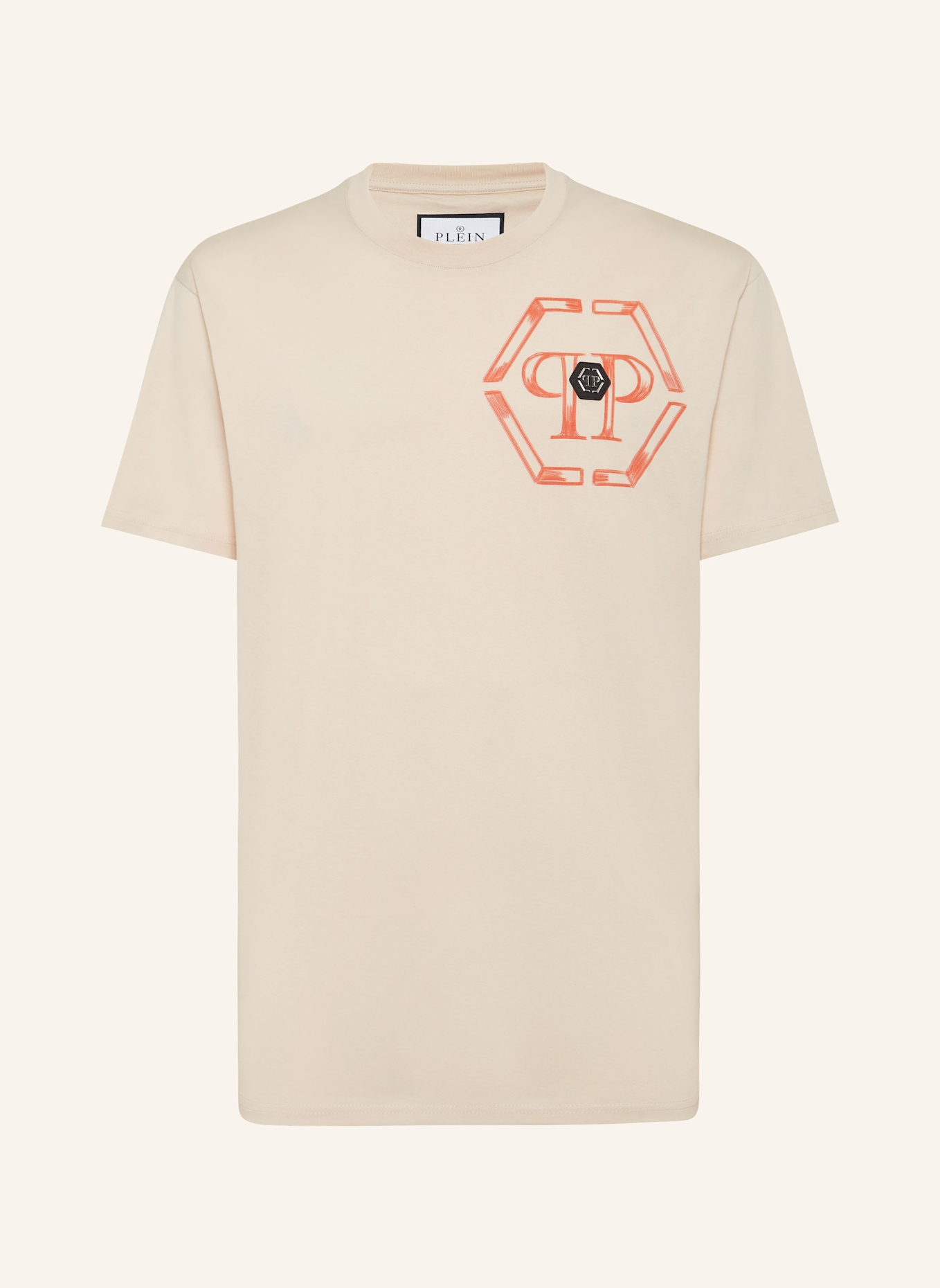 PHILIPP PLEIN T-Shirt Rundhalsausschnitt HEXAGON: BEIGE