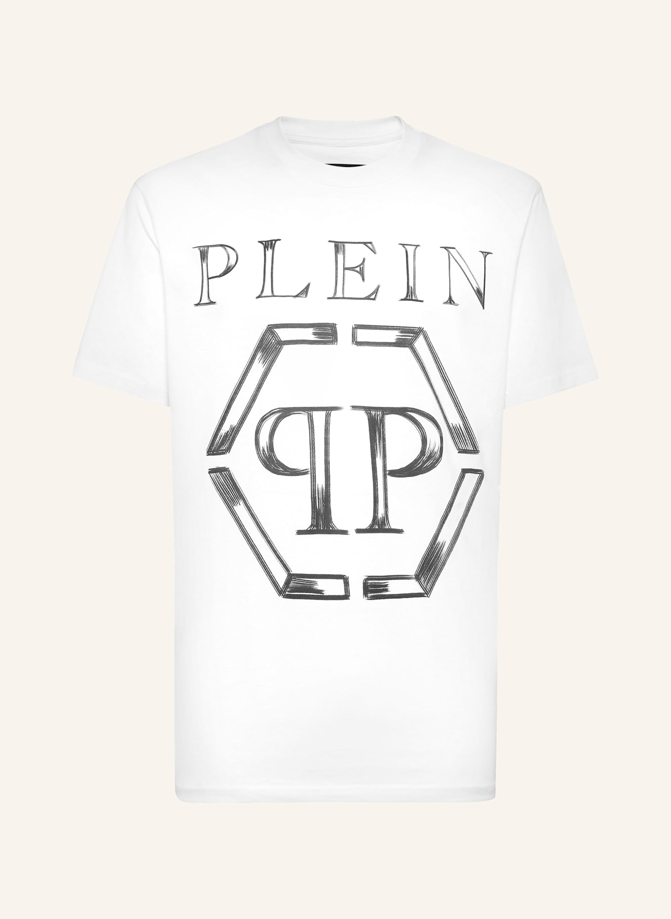 PHILIPP PLEIN T-Shirt Rundhalsausschnitt HEXAGON: WEISS