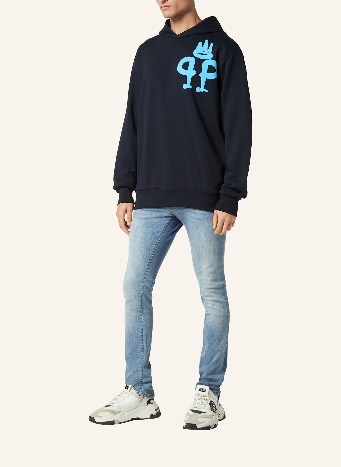 PHILIPP PLEIN Sweatshirt mit Kapuze KING PLEIN: DUNKELBLAU