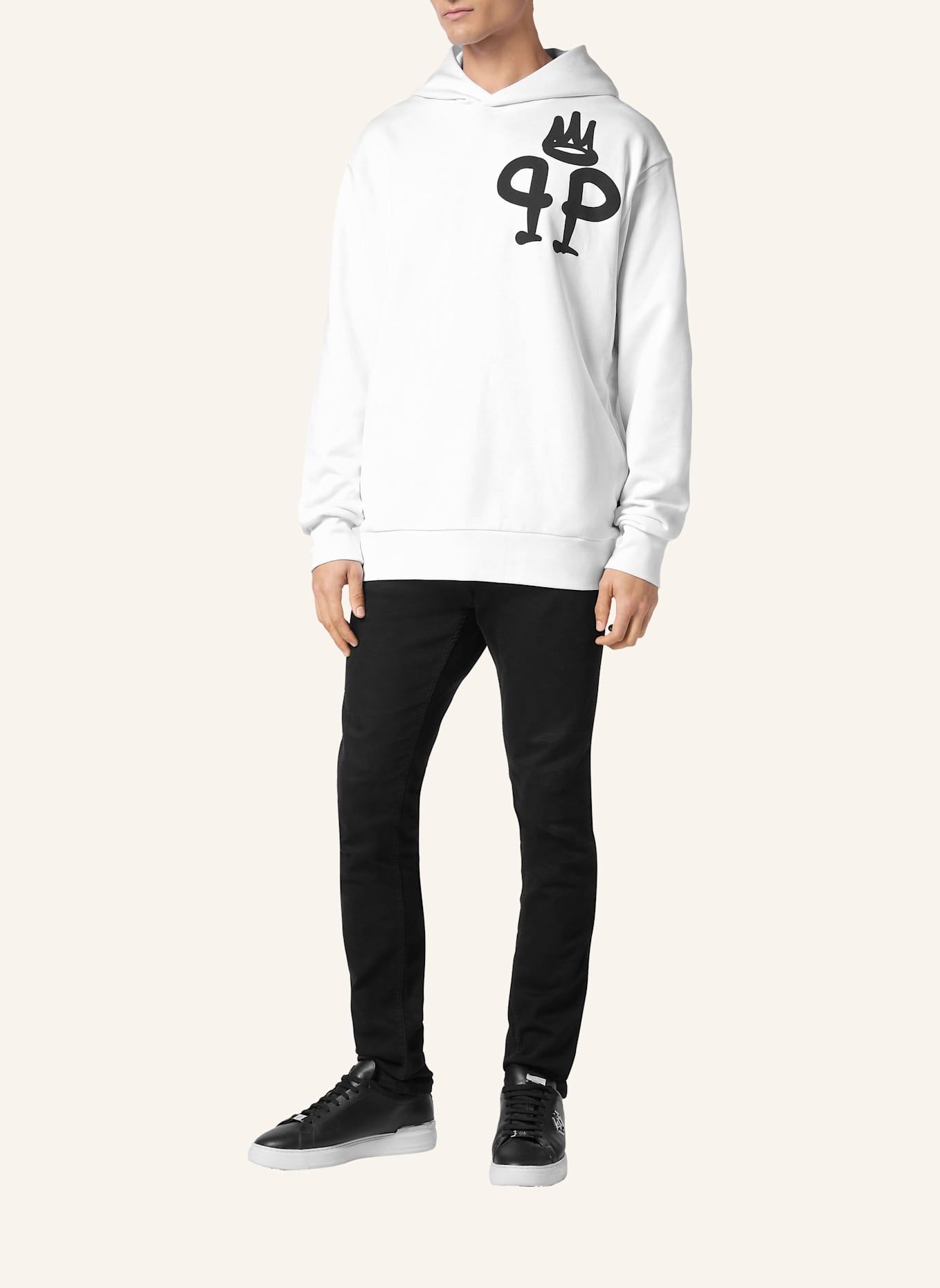 PHILIPP PLEIN Sweatshirt mit Kapuze KING PLEIN: WEISS