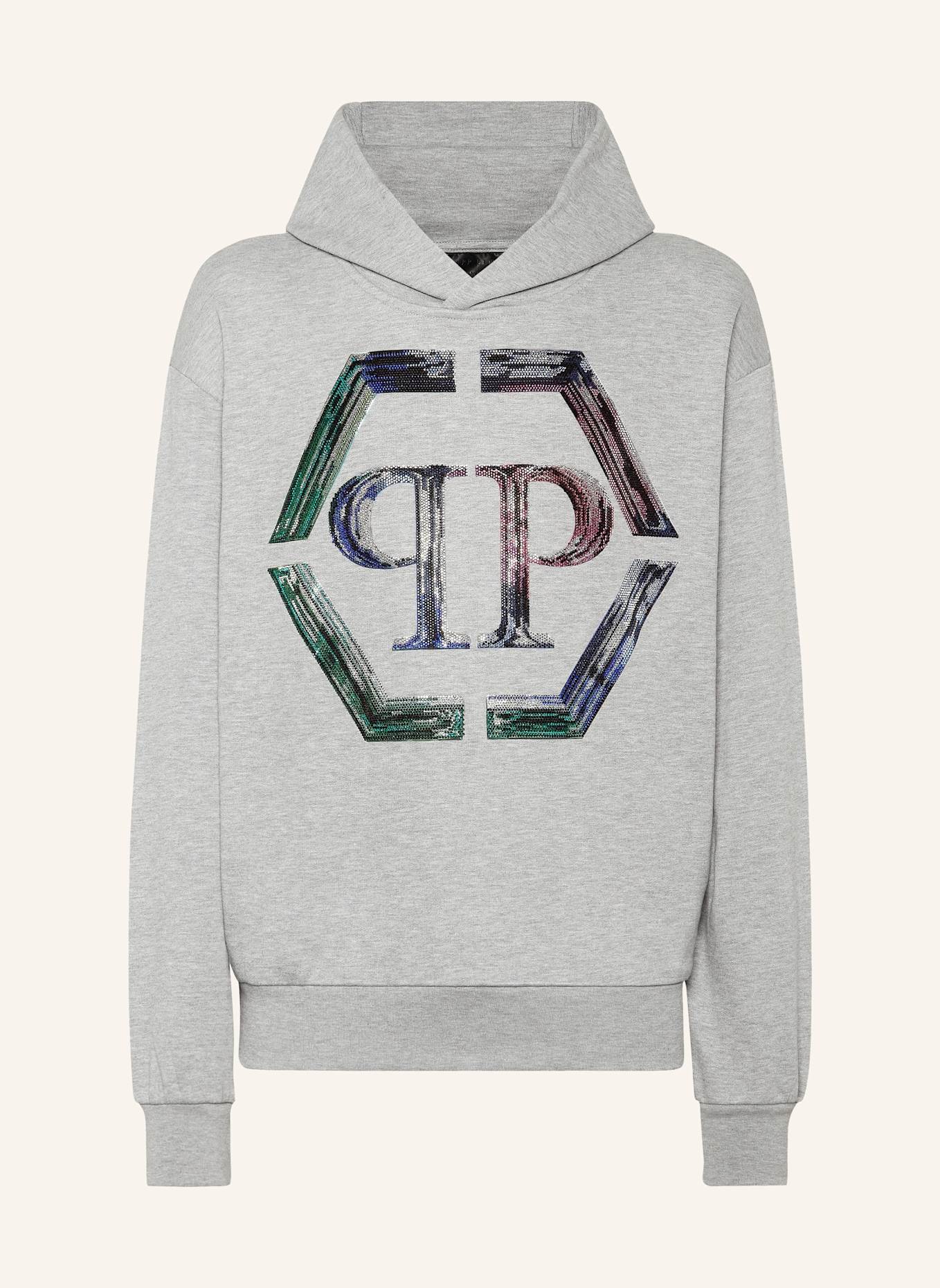 PHILIPP PLEIN Sweatshirt mit Kapuze HEXAGON: GRAU