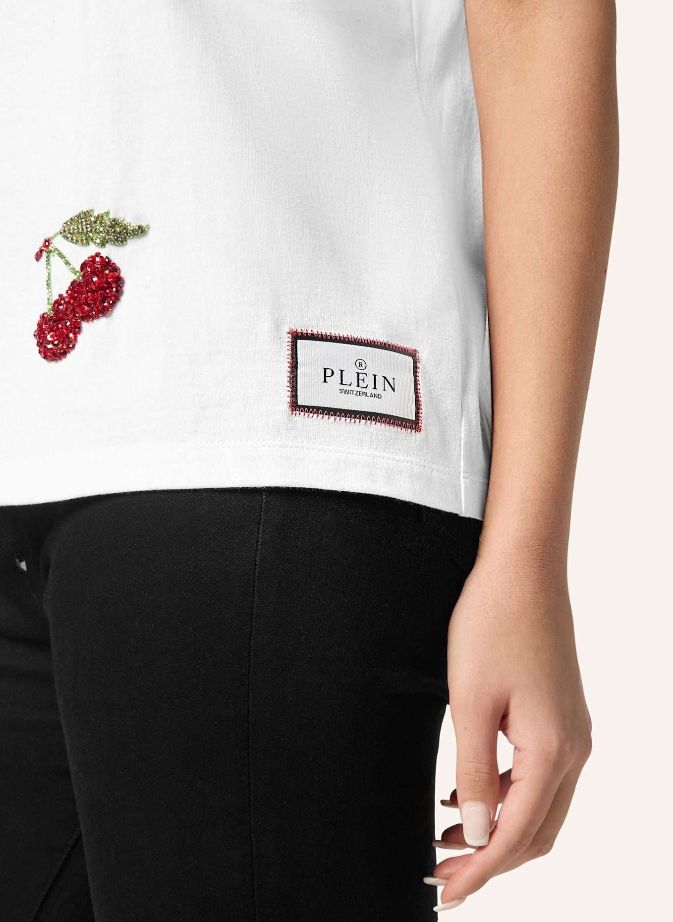 PHILIPP PLEIN T-Shirt Man Fit CHERRIES: WEISS