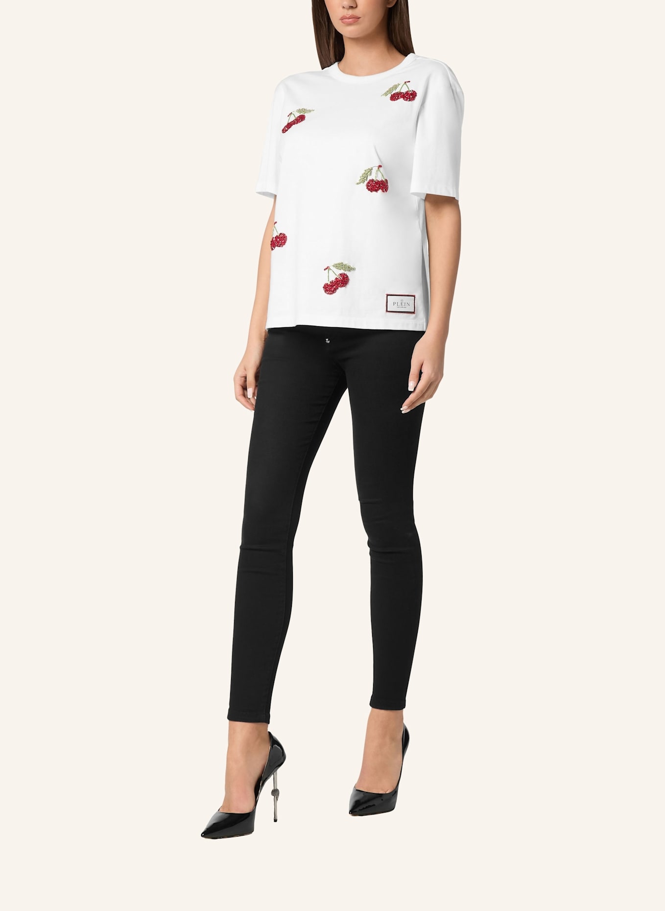 PHILIPP PLEIN T-Shirt Man Fit CHERRIES: WEISS