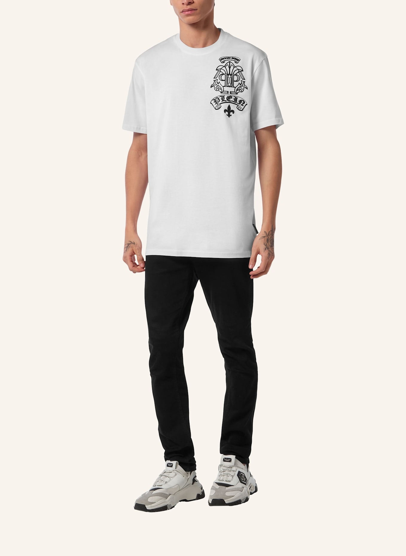 PHILIPP PLEIN T-Shirt Rundhalsausschnitt TATTOO: WEISS