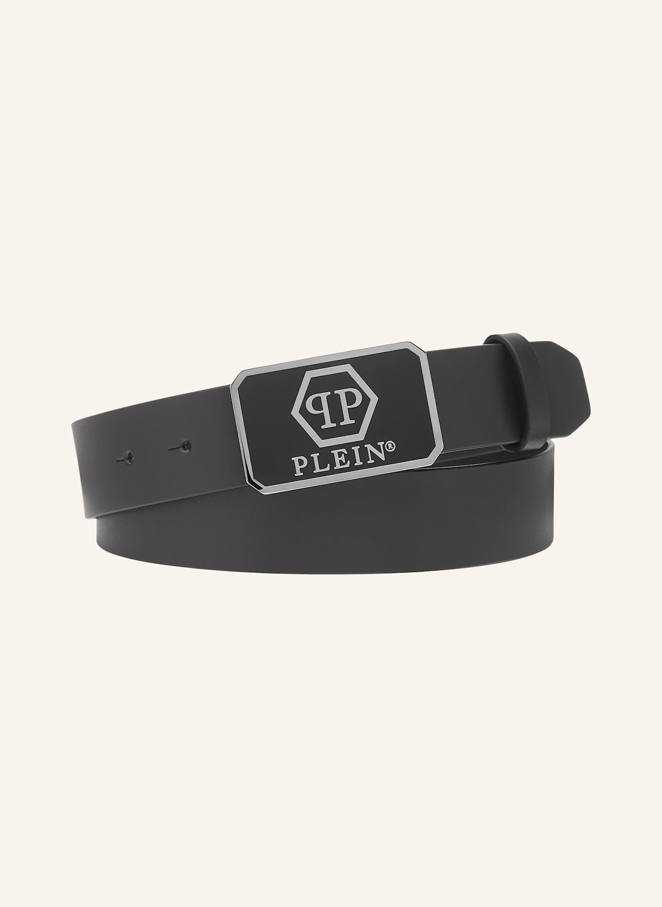 PHILIPP PLEIN Gürtel HEXAGON: SCHWARZ/ SILBER