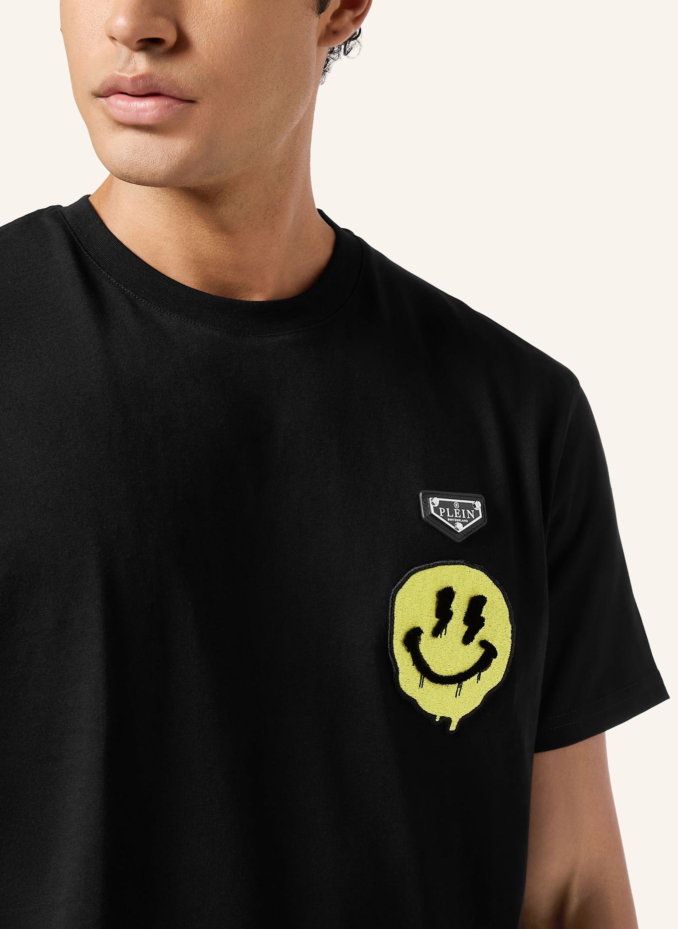 PHILIPP PLEIN T-Shirt Rundhalsausschnitt SMILE: SCHWARZ