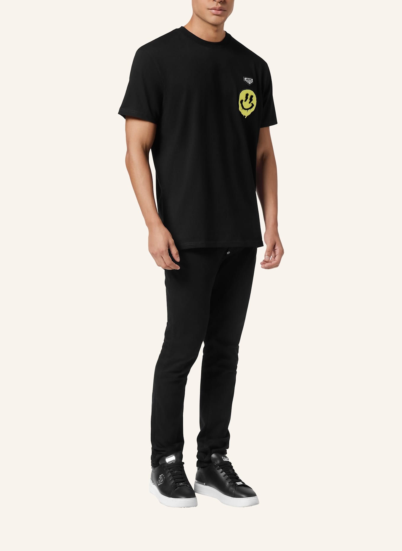 PHILIPP PLEIN T-Shirt Rundhalsausschnitt SMILE: SCHWARZ