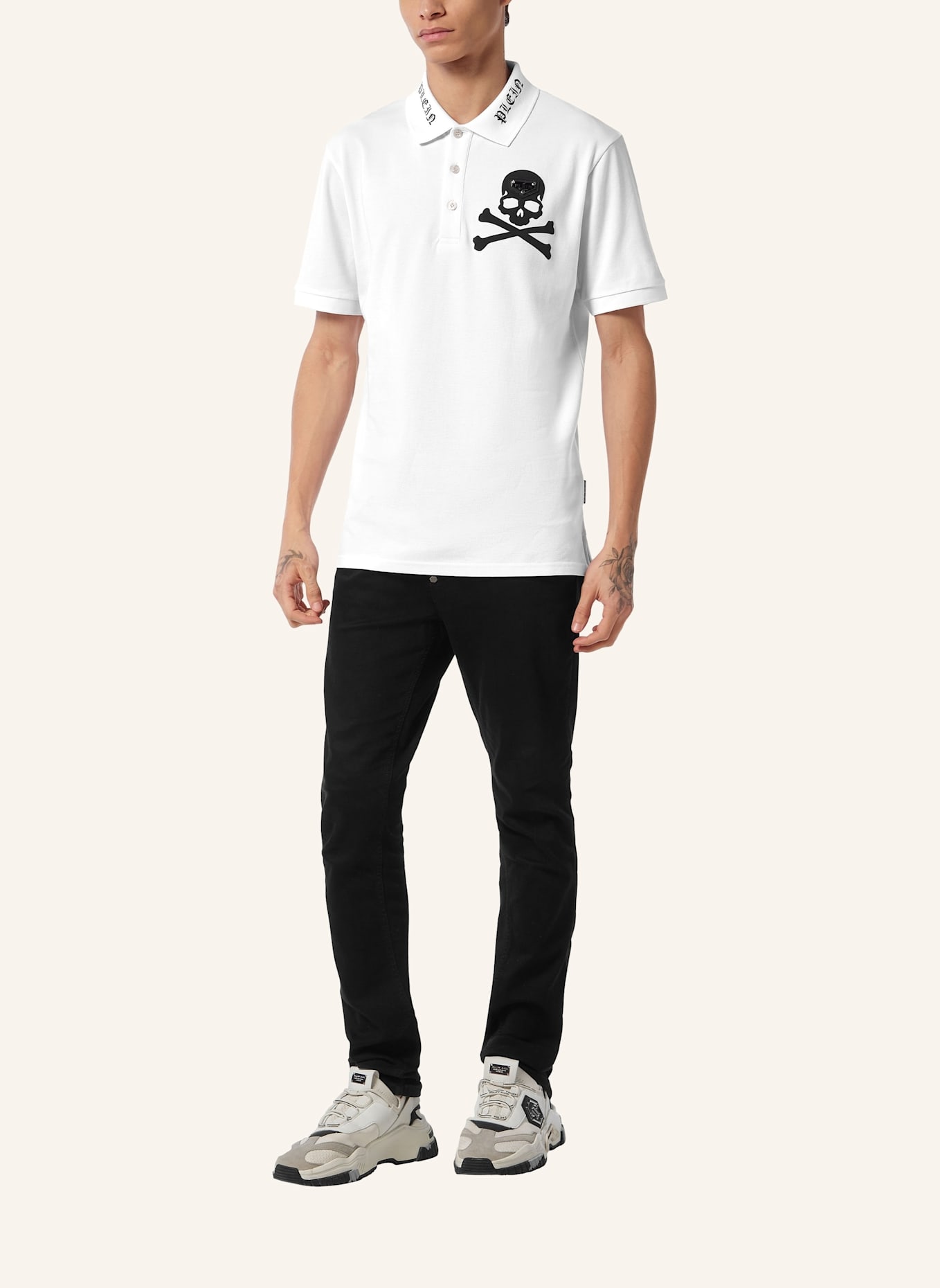 PHILIPP PLEIN Polohemd SKULL: WEISS