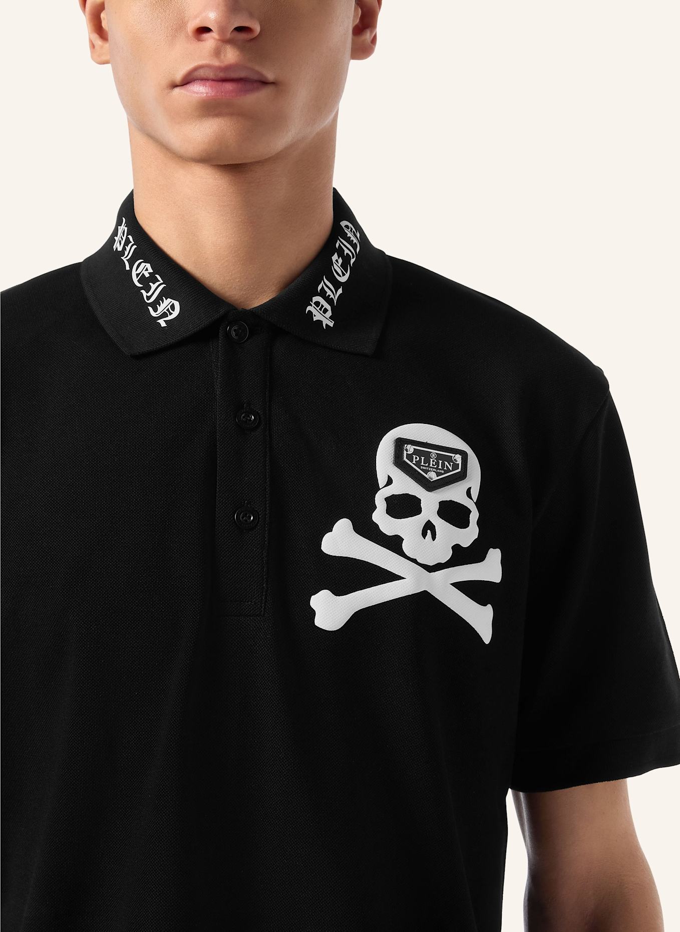 PHILIPP PLEIN Polohemd SKULL: SCHWARZ