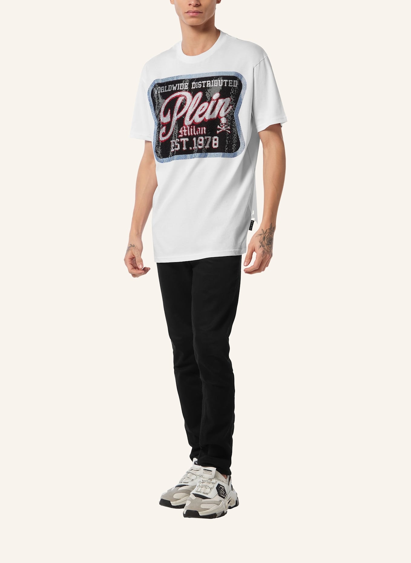 PHILIPP PLEIN T-Shirt Rundhalsausschnitt Milan: WEISS