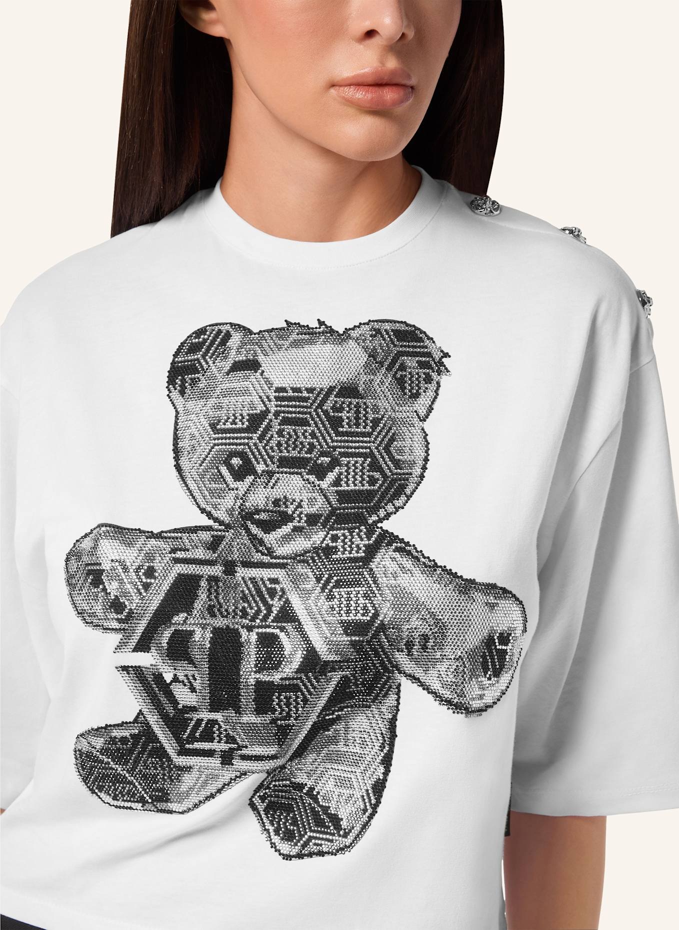 PHILIPP PLEIN T-Shirt Rundhalsausschnitt TEDDY: WEISS