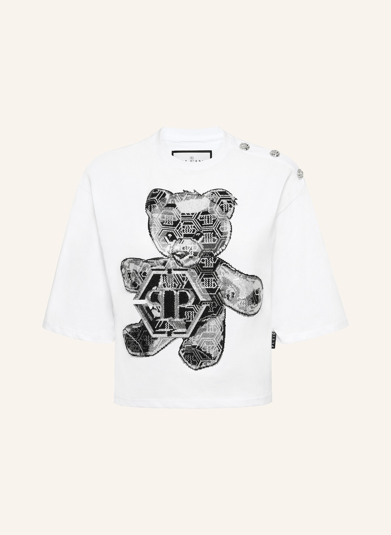 PHILIPP PLEIN T-Shirt Rundhalsausschnitt TEDDY: WEISS