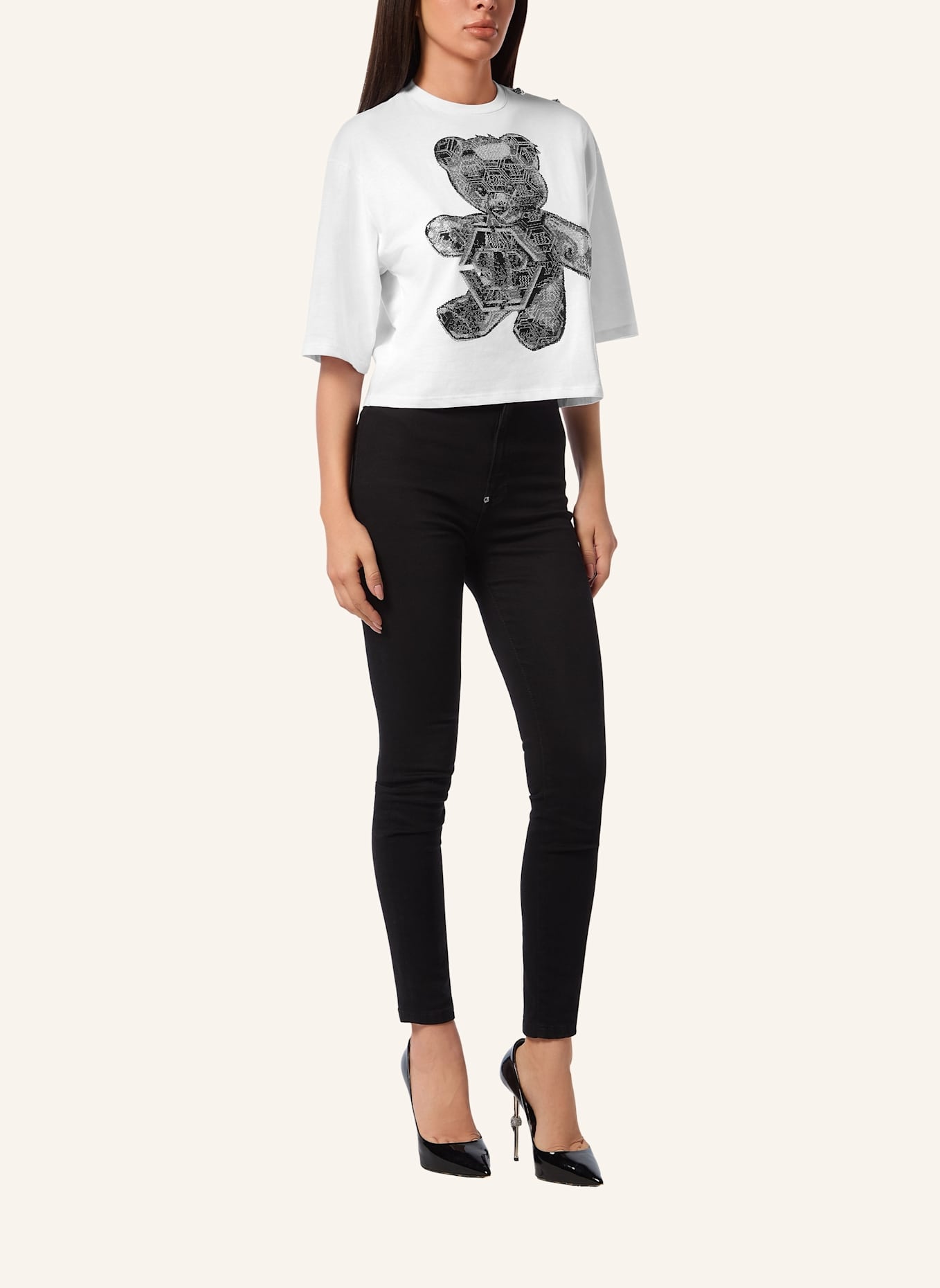 PHILIPP PLEIN T-Shirt Rundhalsausschnitt TEDDY: WEISS