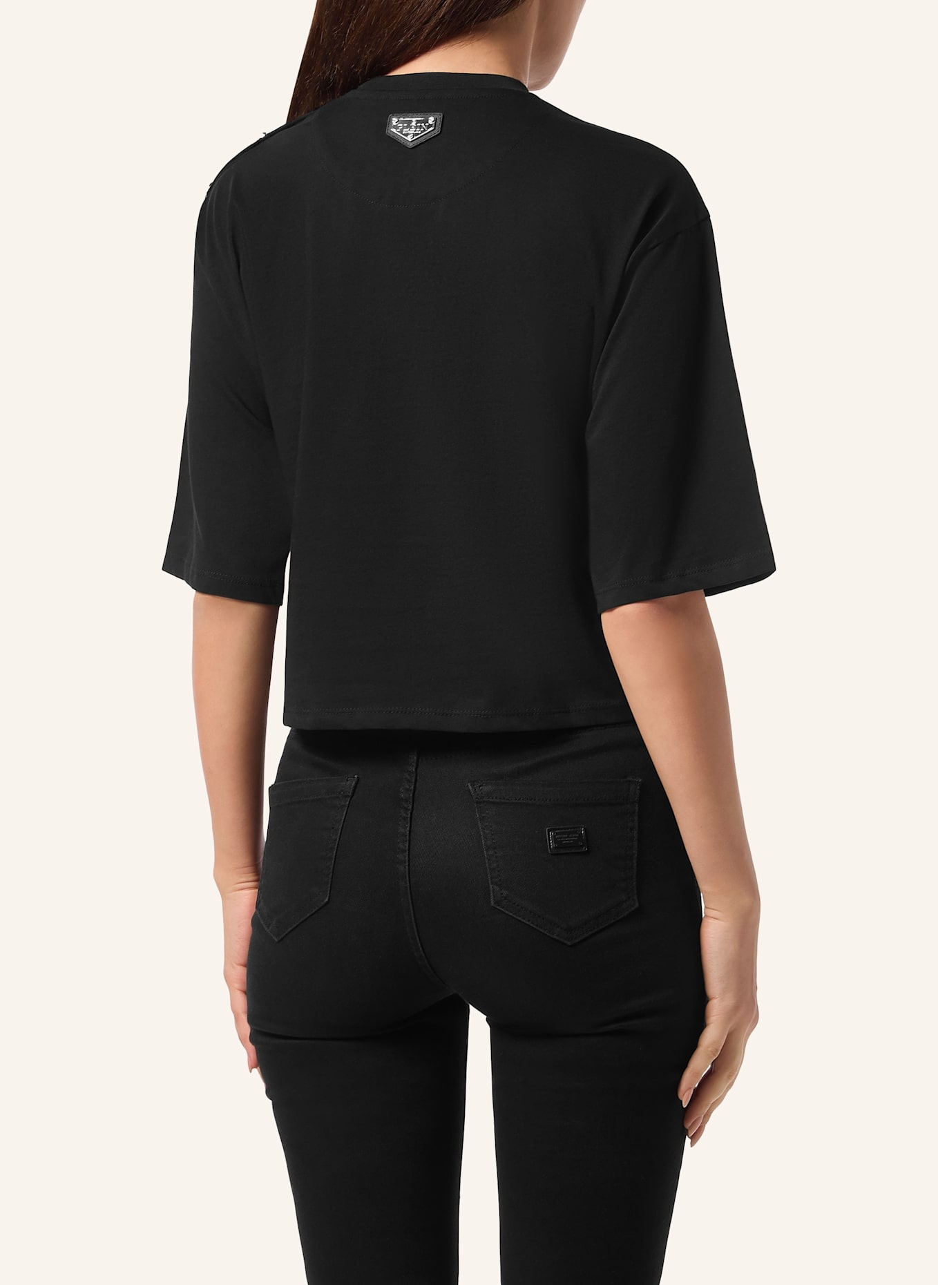 PHILIPP PLEIN T-Shirt Rundhalsausschnitt TEDDY: SCHWARZ
