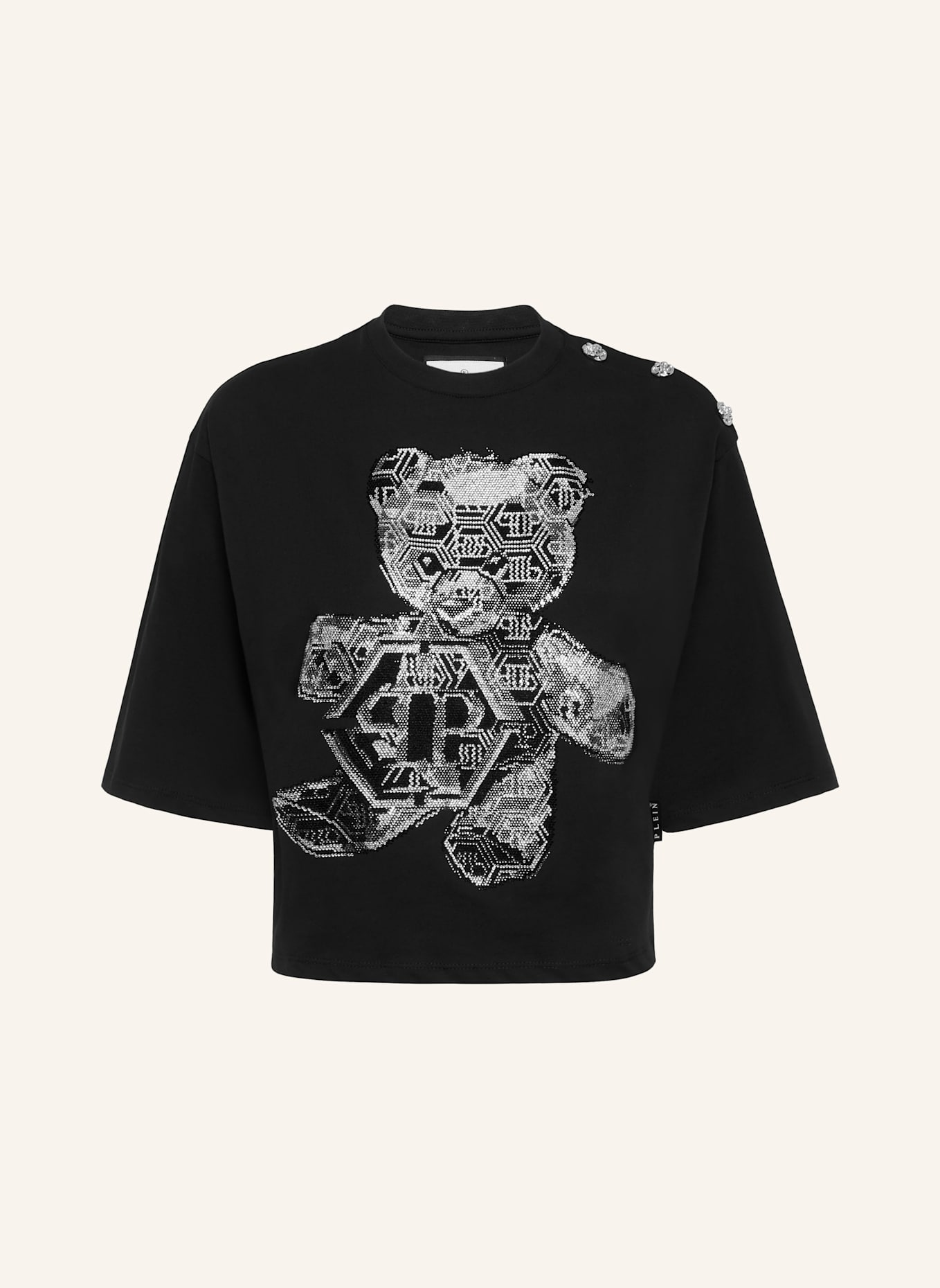 PHILIPP PLEIN T-Shirt Rundhalsausschnitt TEDDY: SCHWARZ