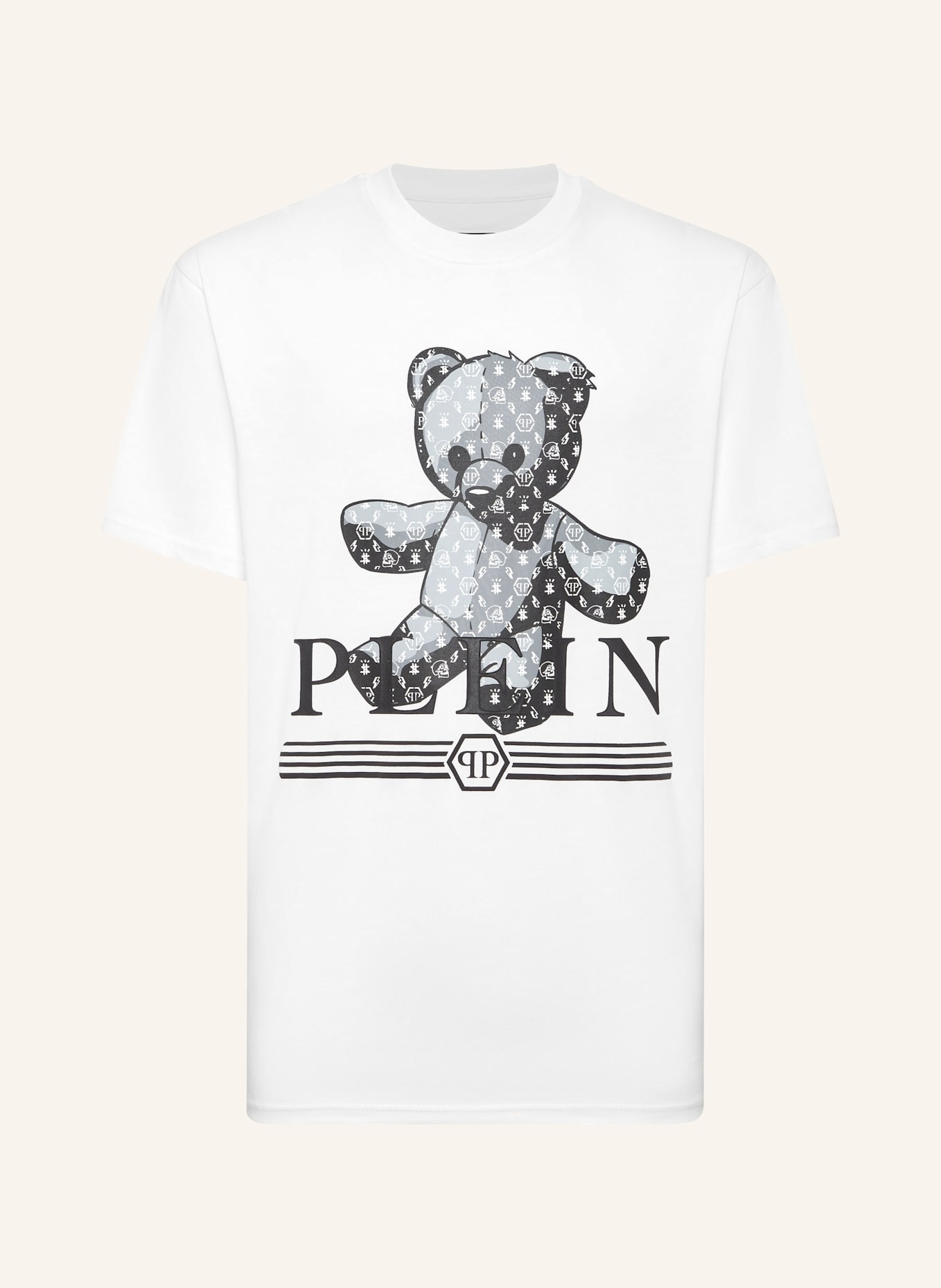 PHILIPP PLEIN T-Shirt Rundhalsausschnitt MONOGRAM: WEISS