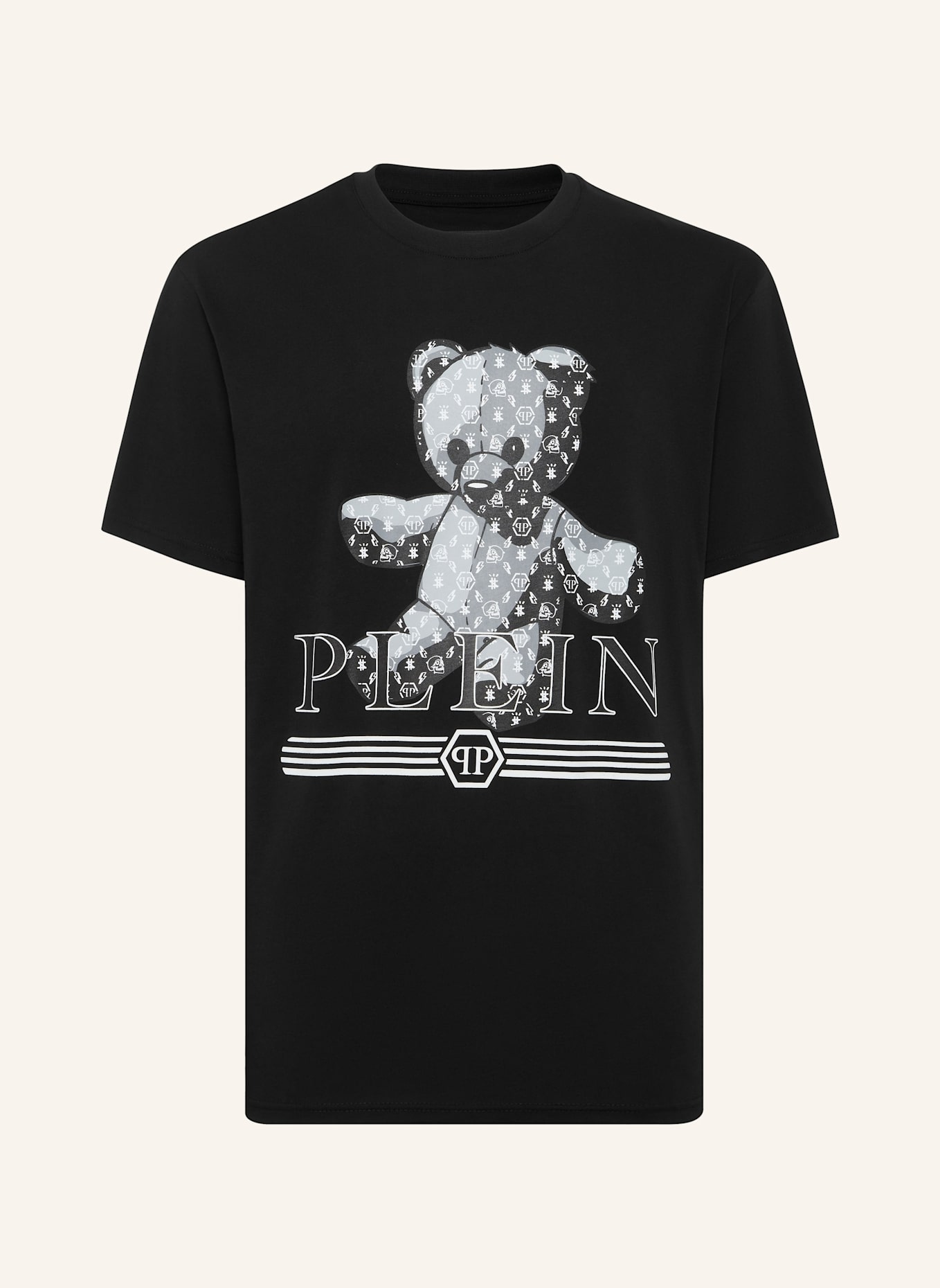 PHILIPP PLEIN T-Shirt Rundhalsausschnitt MONOGRAM: SCHWARZ