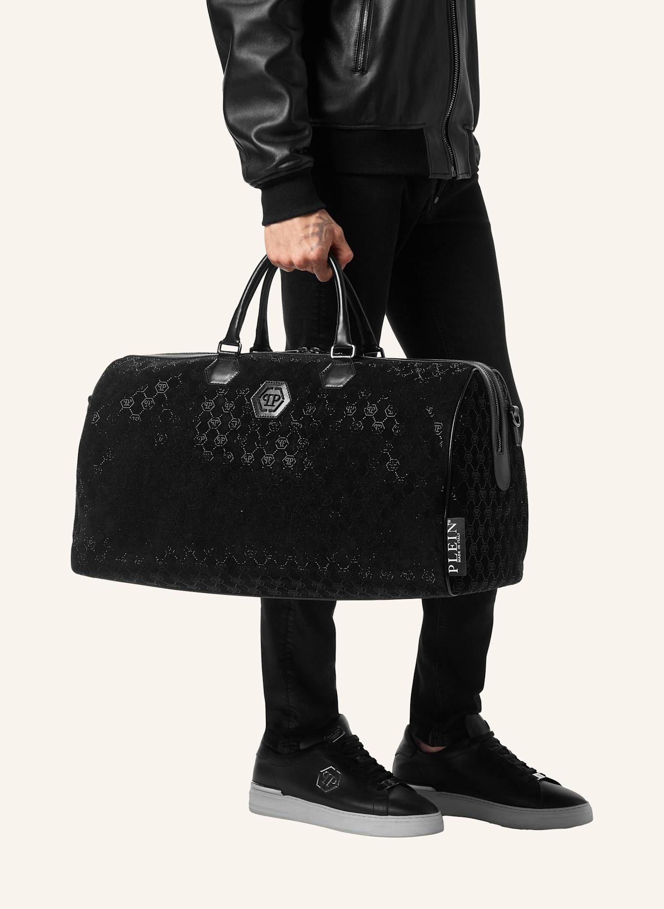 PHILIPP PLEIN Henkel Tasche MONOGRAM: SCHWARZ