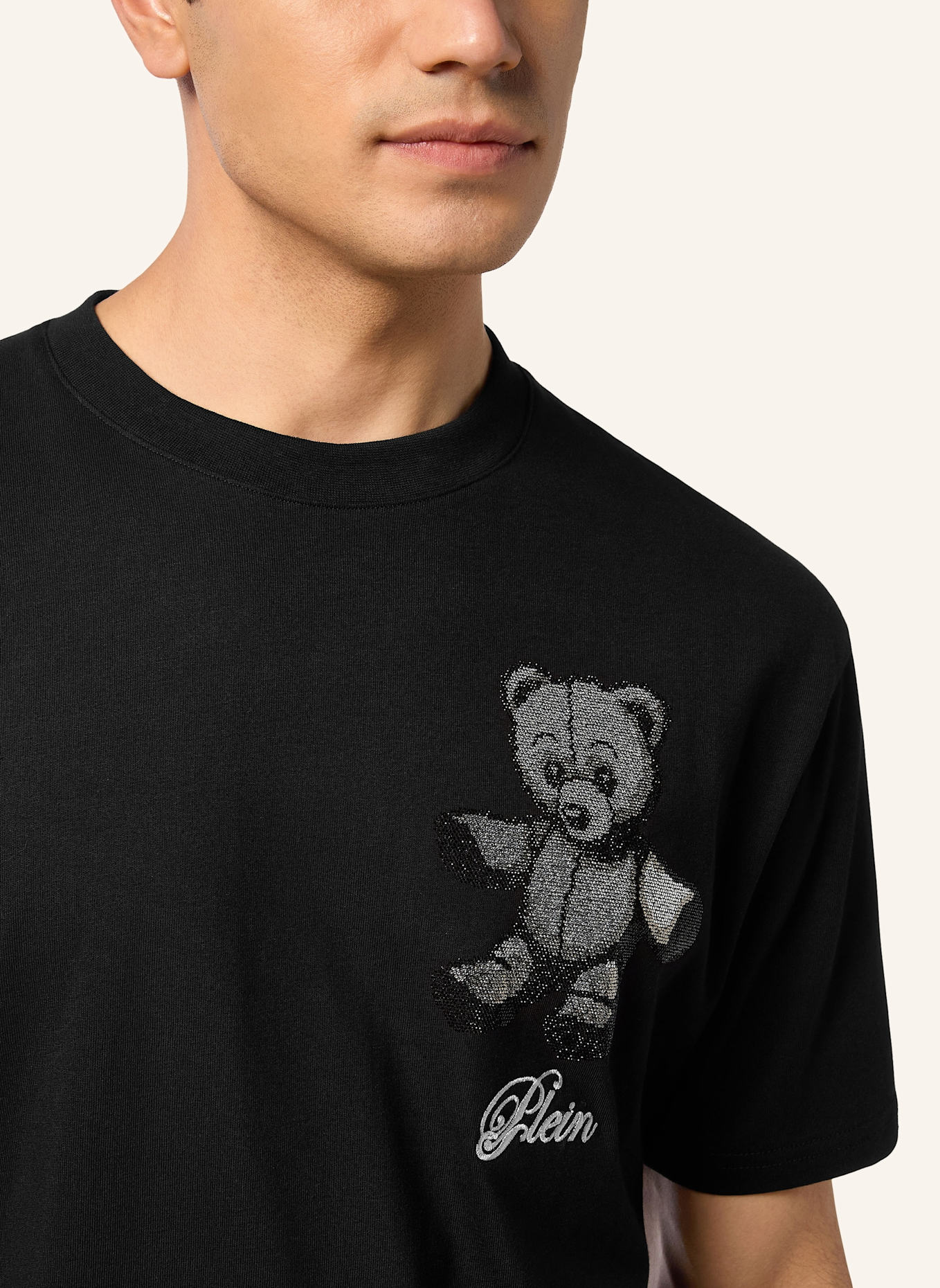 PHILIPP PLEIN T-Shirt Rundhalsausschnitt Ss TEDDY: SCHWARZ