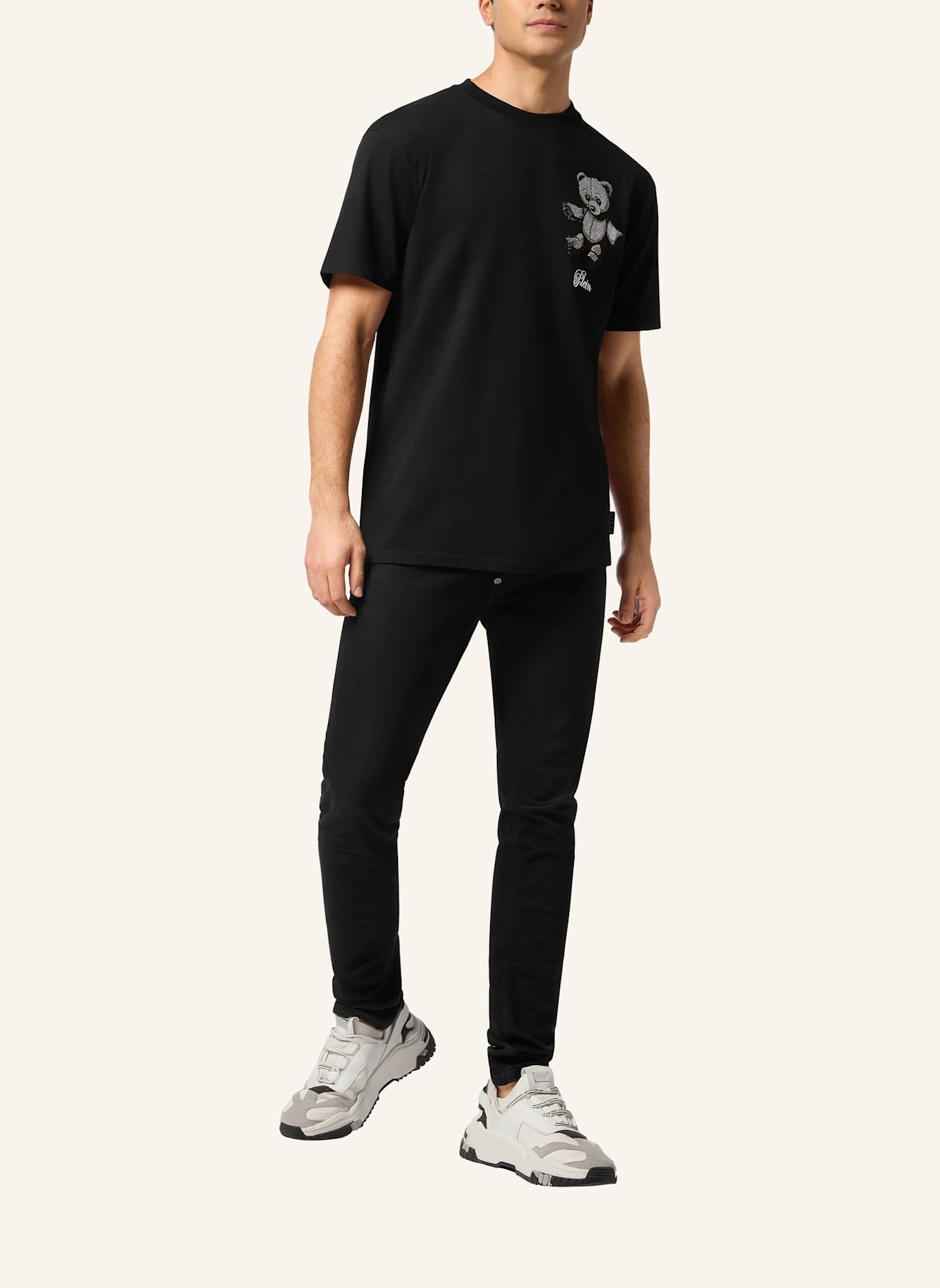 PHILIPP PLEIN T-Shirt Rundhalsausschnitt Ss TEDDY: SCHWARZ