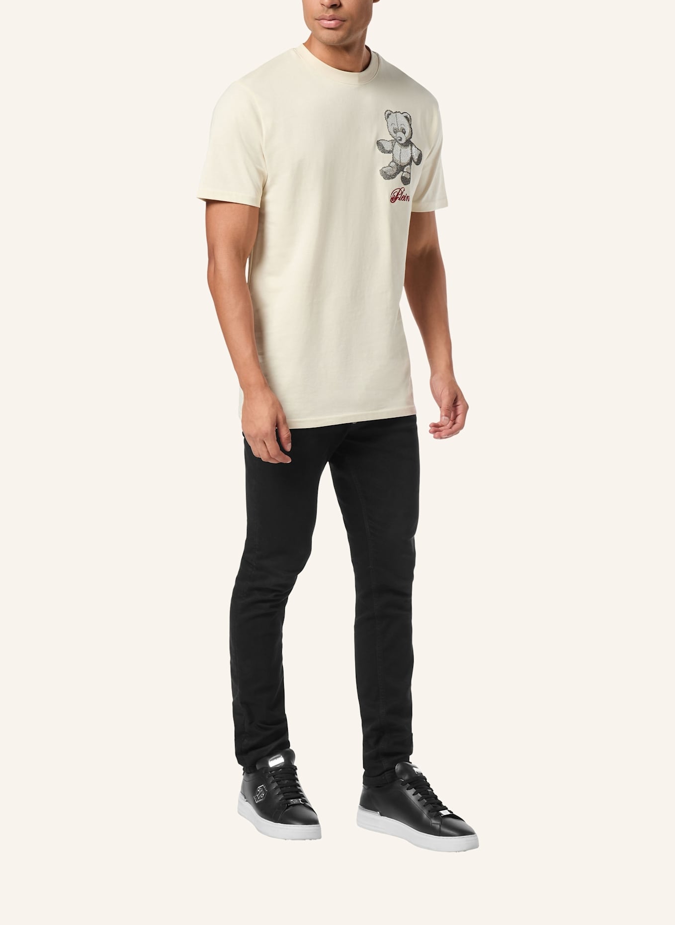 PHILIPP PLEIN T-Shirt Rundhalsausschnitt Ss TEDDY: BEIGE