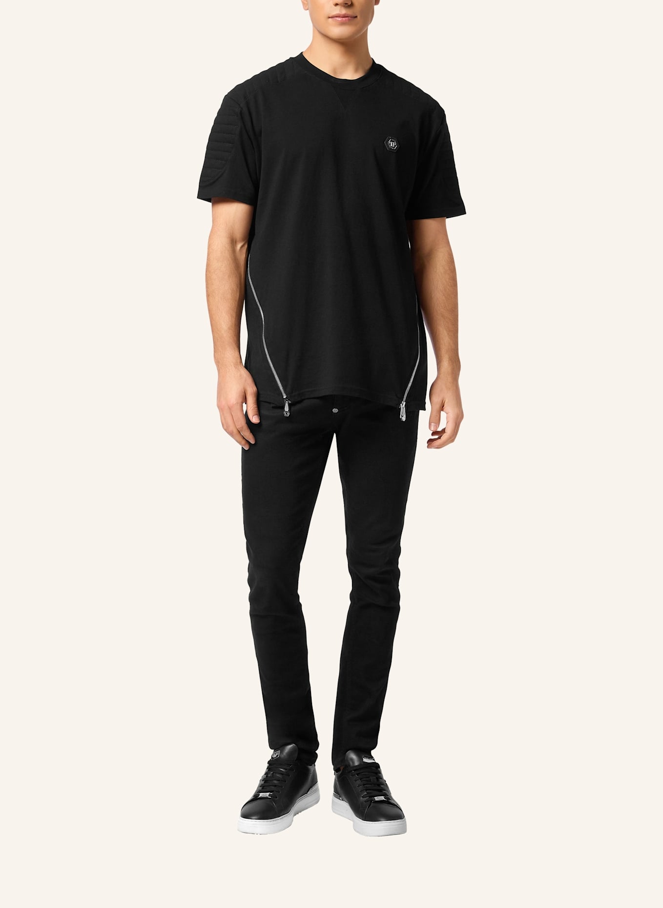 PHILIPP PLEIN T-Shirt Rundhalsausschnitt Ss HEXAGON: SCHWARZ