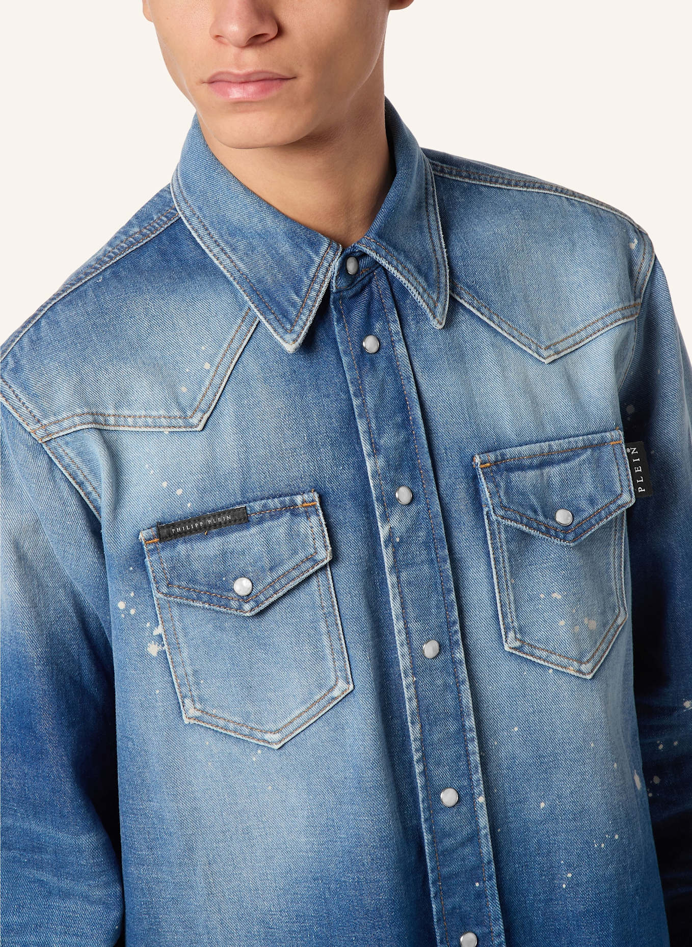 PHILIPP PLEIN Denim Shirt Ls: BLAU