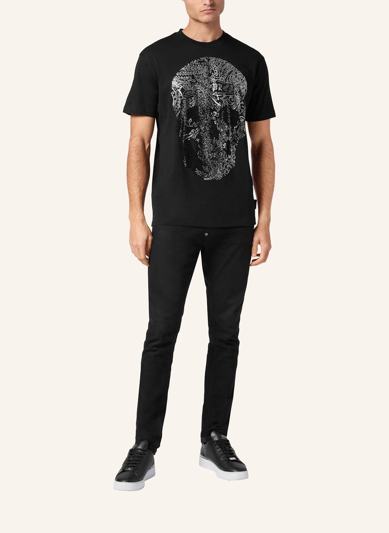 PHILIPP PLEIN T-Shirt Rundhalsausschnitt Ss SKULL: SCHWARZ