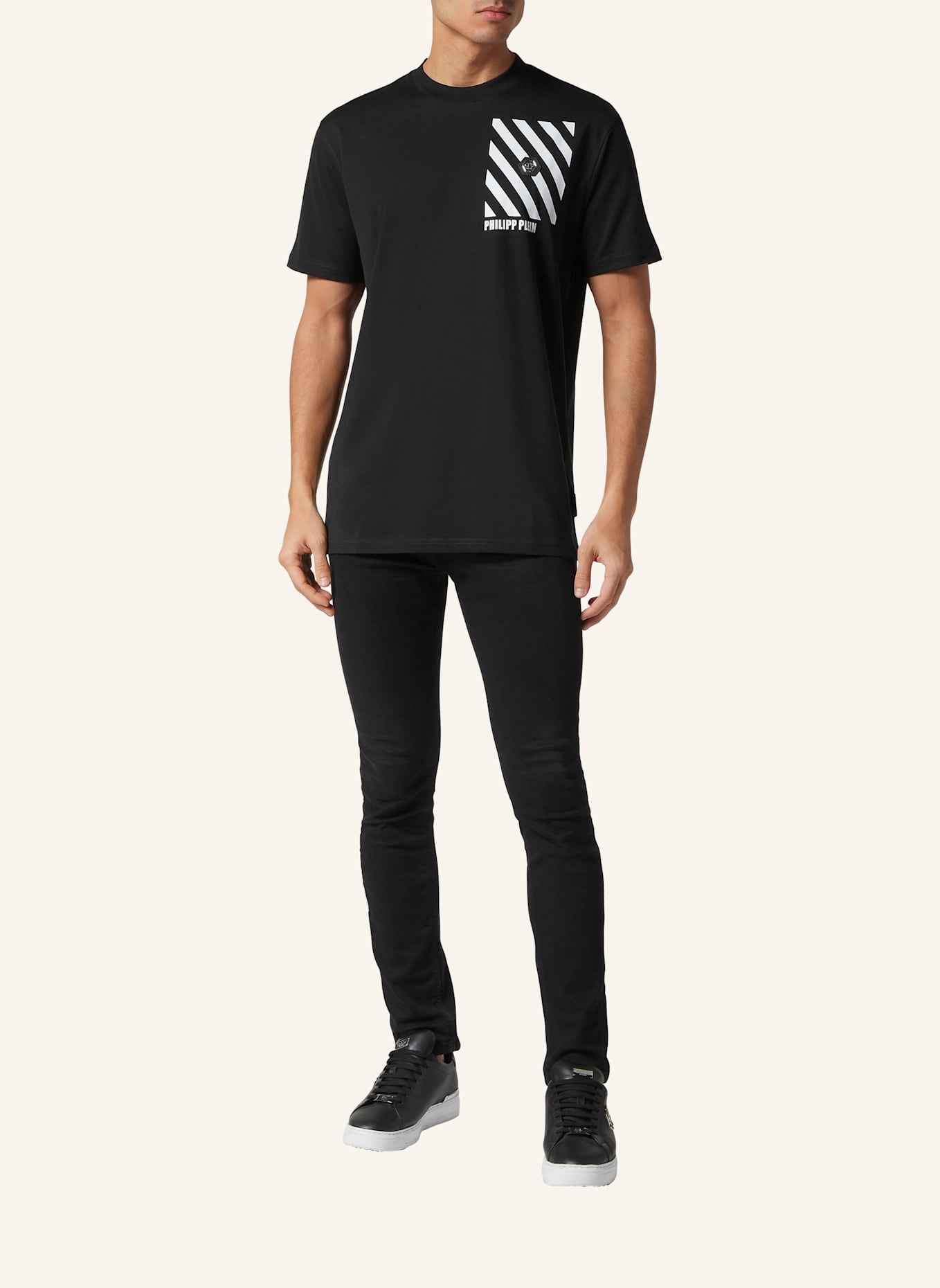 PHILIPP PLEIN T-Shirt Rundhalsausschnitt Ss: SCHWARZ
