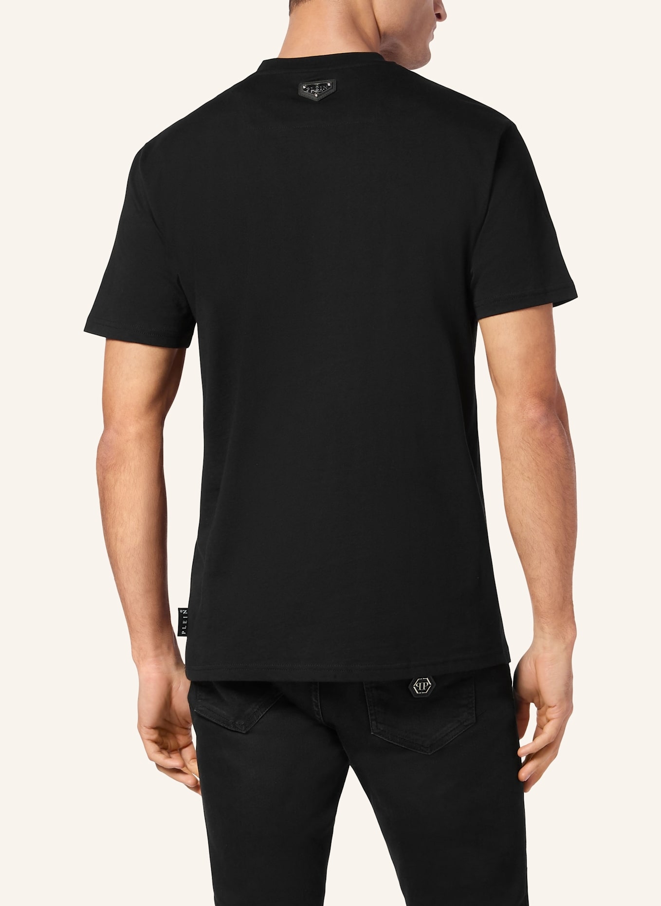 PHILIPP PLEIN T-Shirt Rundhalsausschnitt Ss CHROME: SCHWARZ