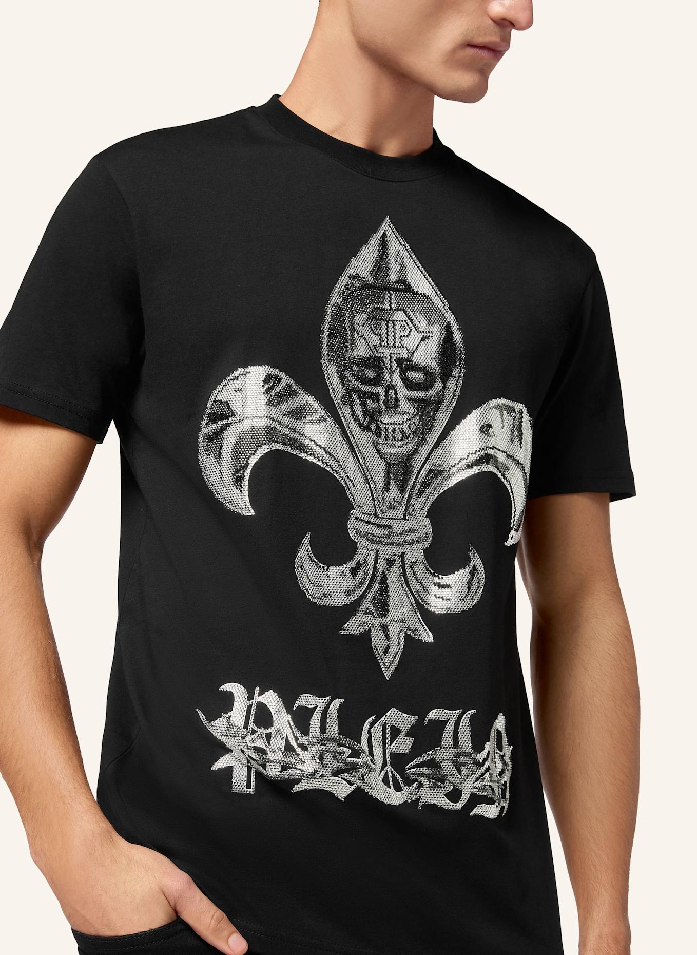PHILIPP PLEIN T-Shirt Rundhalsausschnitt Ss CHROME: SCHWARZ