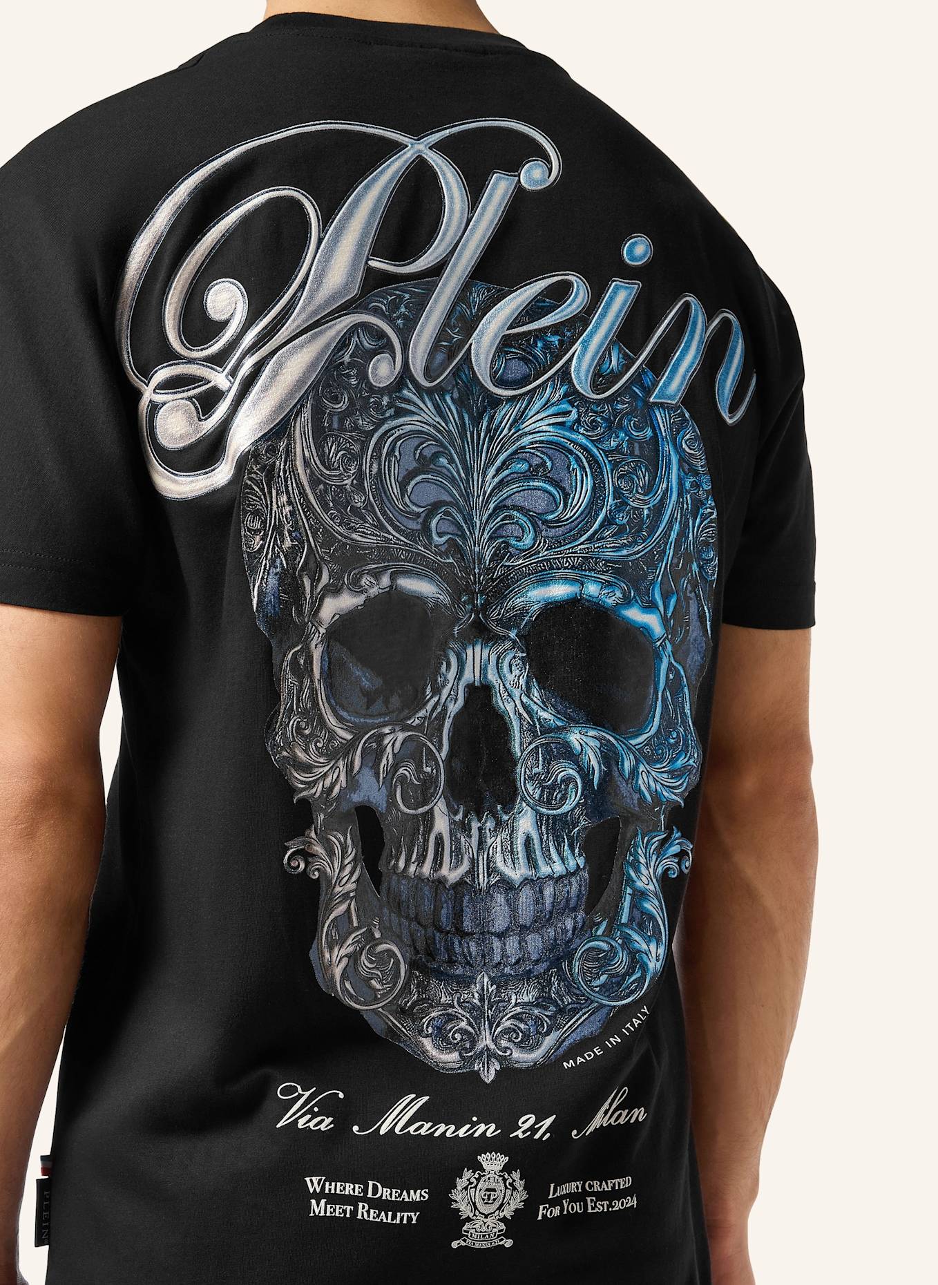 PHILIPP PLEIN T-Shirt Rundhalsausschnitt Ss SKULL: SCHWARZ