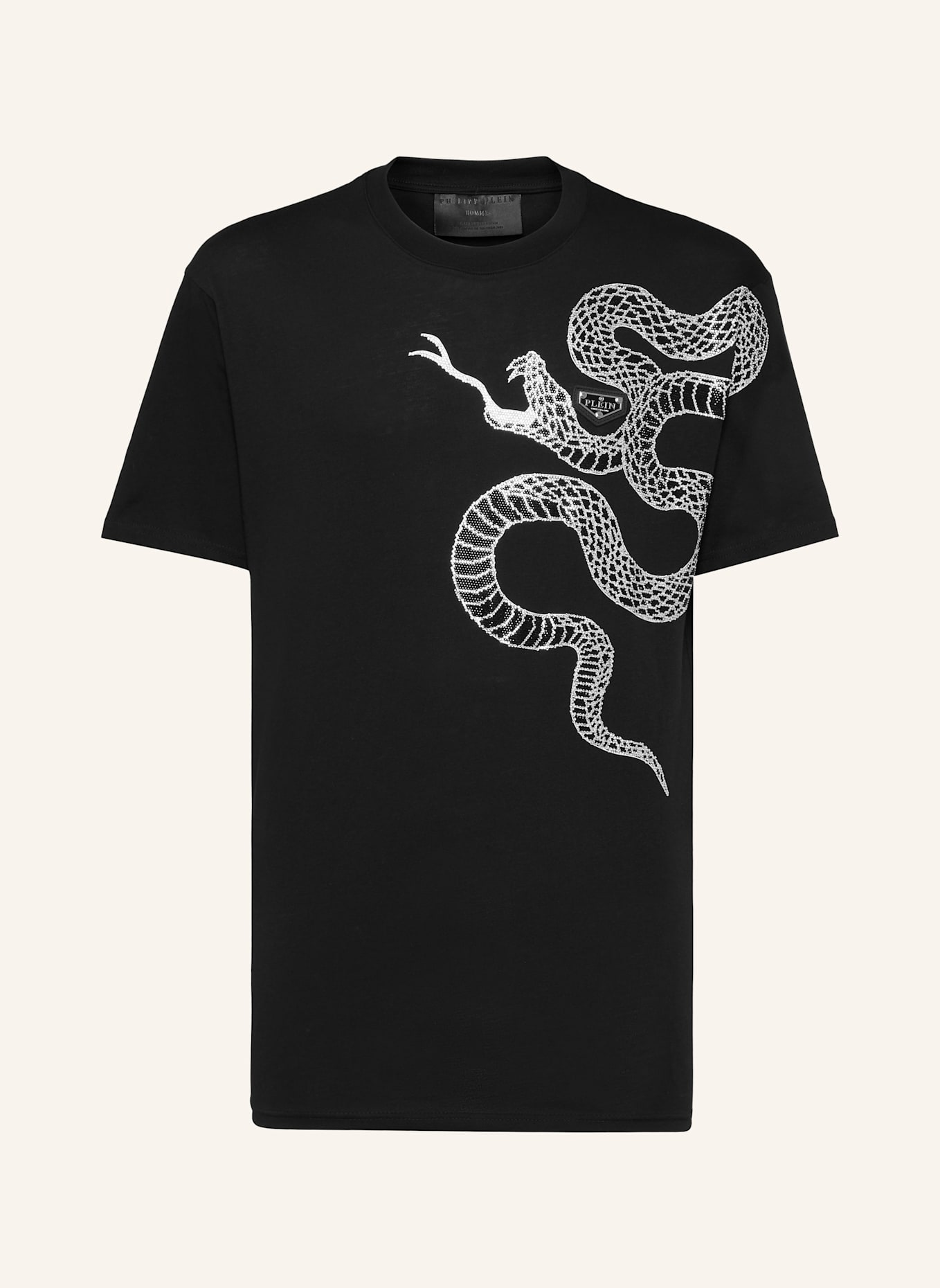 PHILIPP PLEIN T-Shirt Rundhalsausschnitt Ss SNAKE: SCHWARZ
