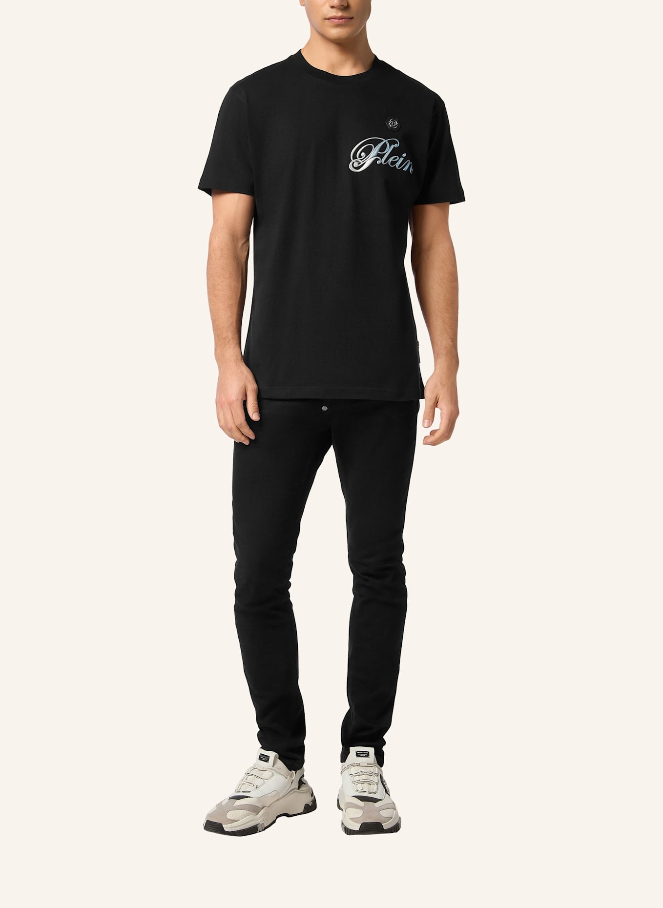 PHILIPP PLEIN T-Shirt Rundhalsausschnitt Ss SKULL: SCHWARZ