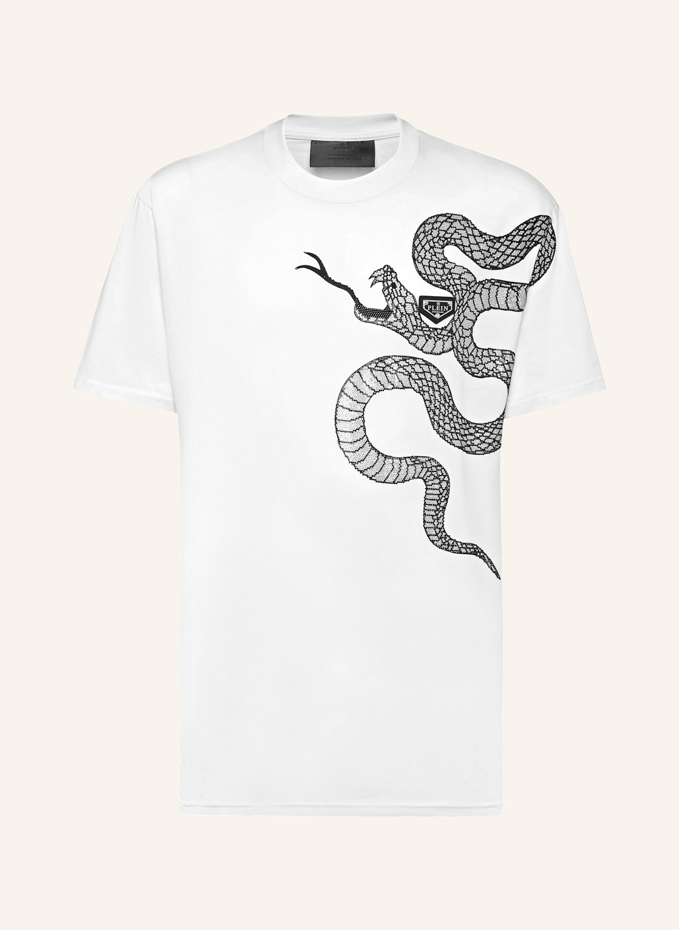 PHILIPP PLEIN T-Shirt Rundhalsausschnitt Ss SNAKE: WEISS