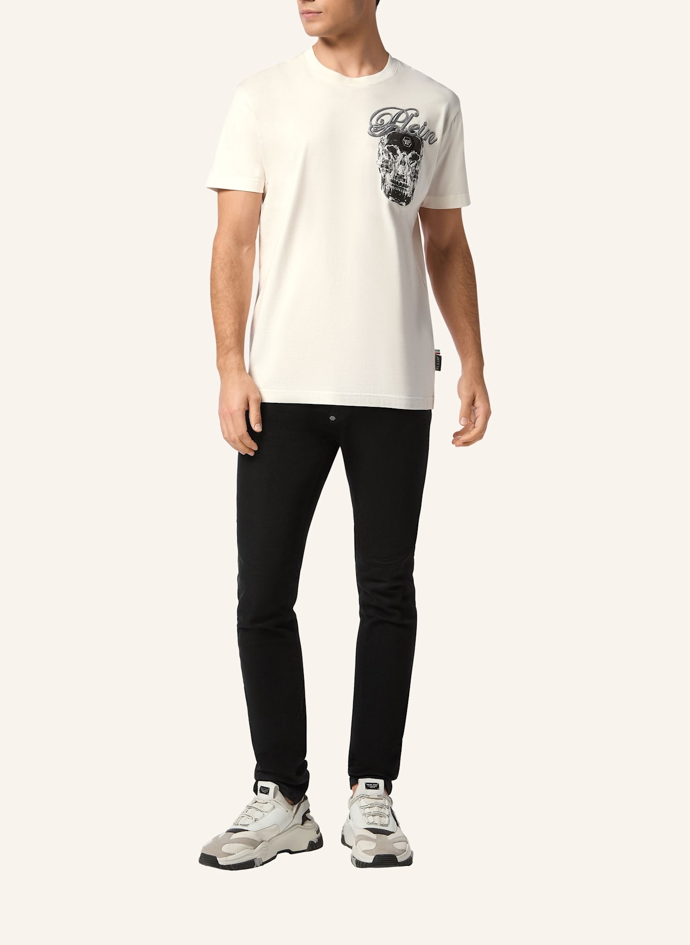 PHILIPP PLEIN T-Shirt Rundhalsausschnitt Ss SKULL: SCHWARZ