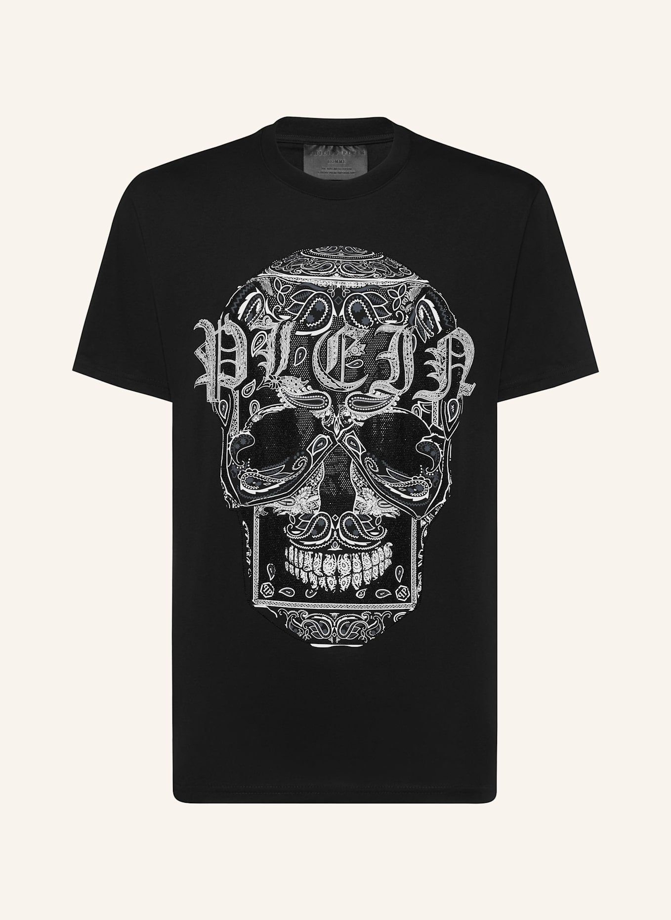 PHILIPP PLEIN T-Shirt Rundhalsausschnitt Ss SKULL: SCHWARZ