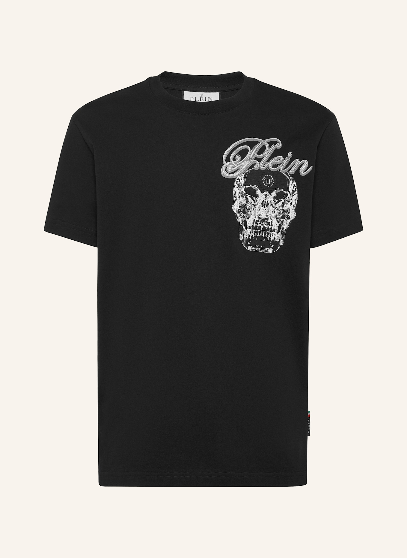 PHILIPP PLEIN T-Shirt Rundhalsausschnitt Ss SKULL: SCHWARZ