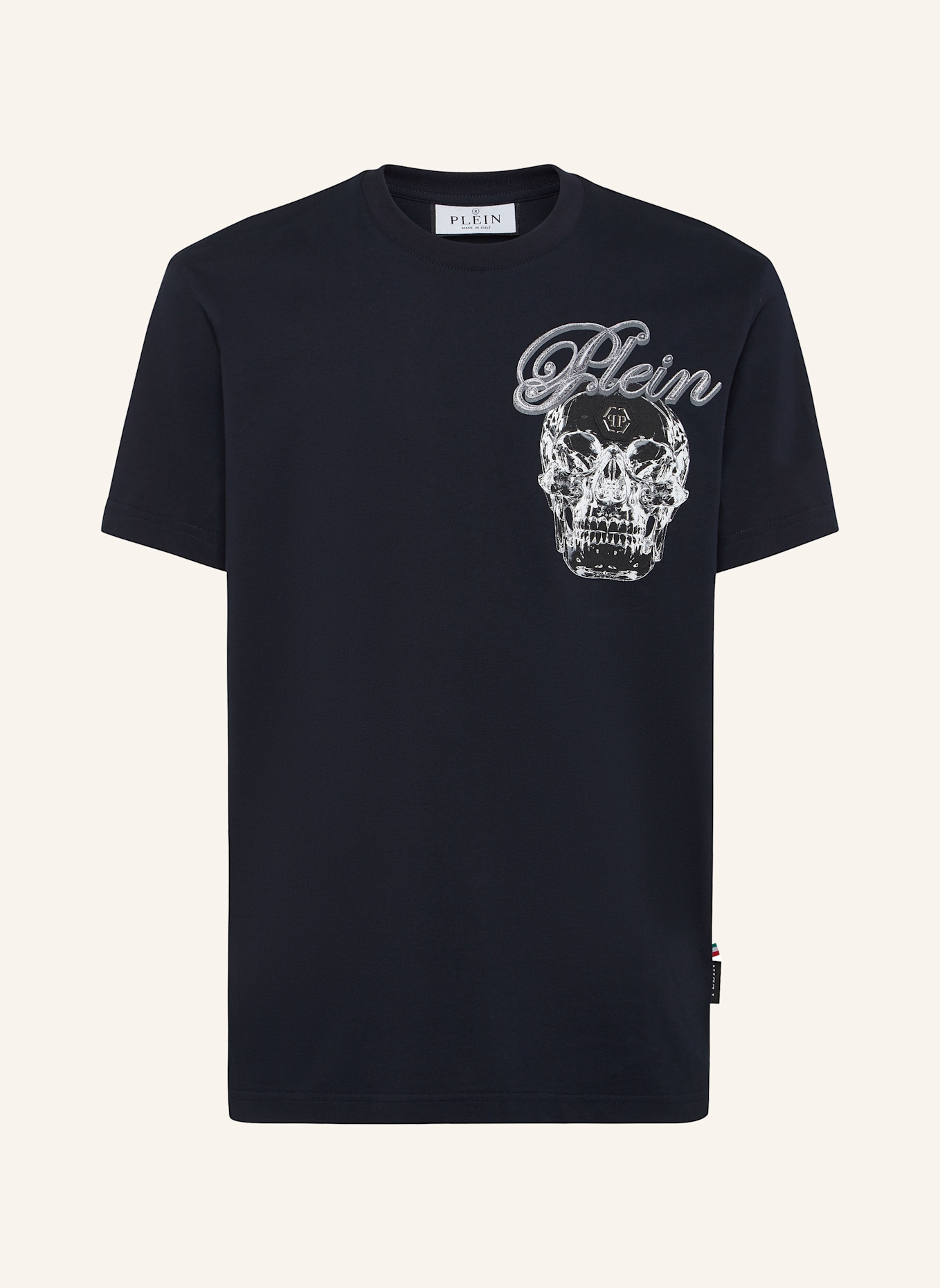 PHILIPP PLEIN T-Shirt Rundhalsausschnitt Ss SKULL: DUNKELBLAU